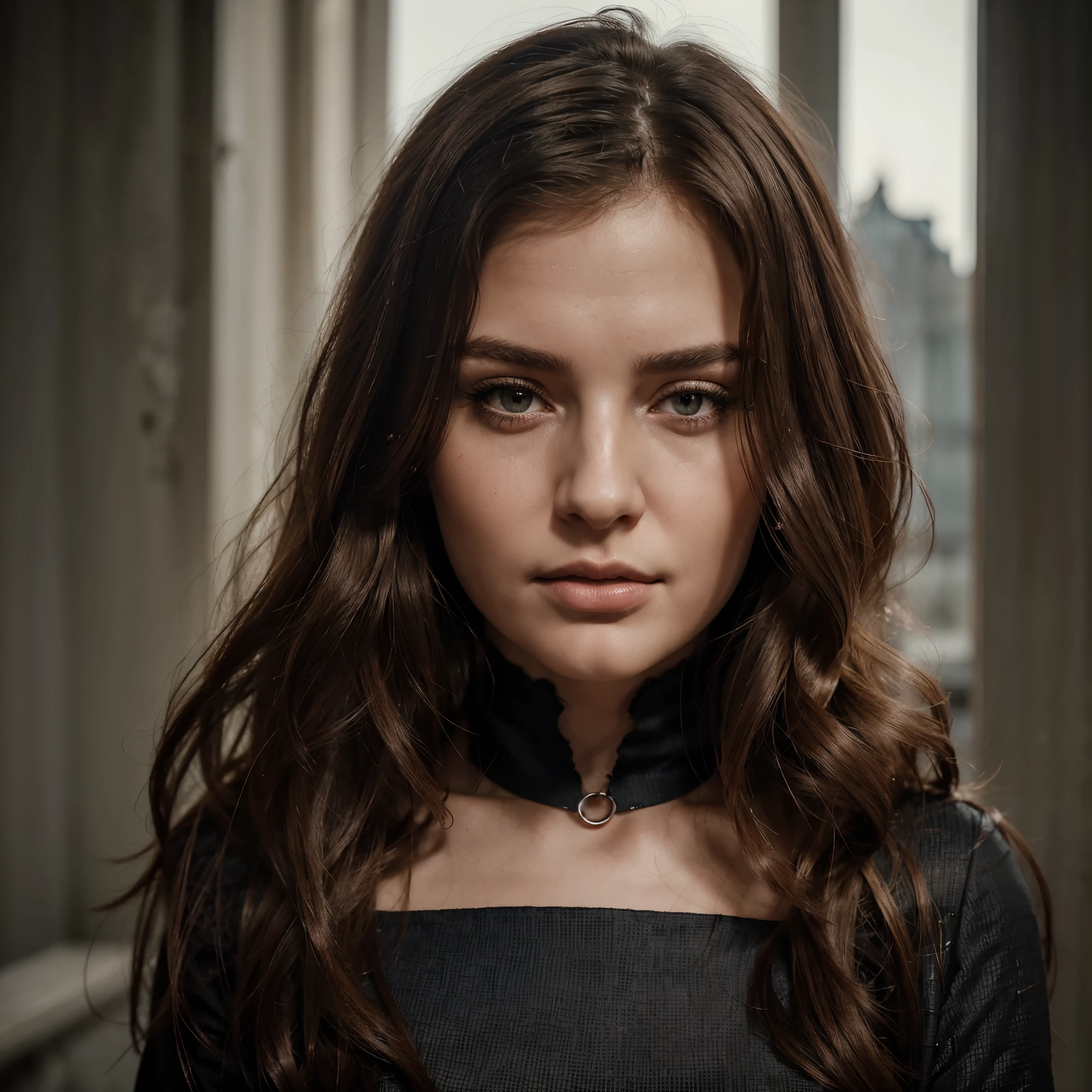 Russin offenes Haar, tief ausgeschnittenes rotes Kleid, realistische digitale Fotomalerei, beautiful attractive face, beautiful female model, beautiful face realistic photo, Beautiful young woman, Matte painting portrait photo, half body photo. lange Haare, lange Haare, offenes Haar, lange Haare,