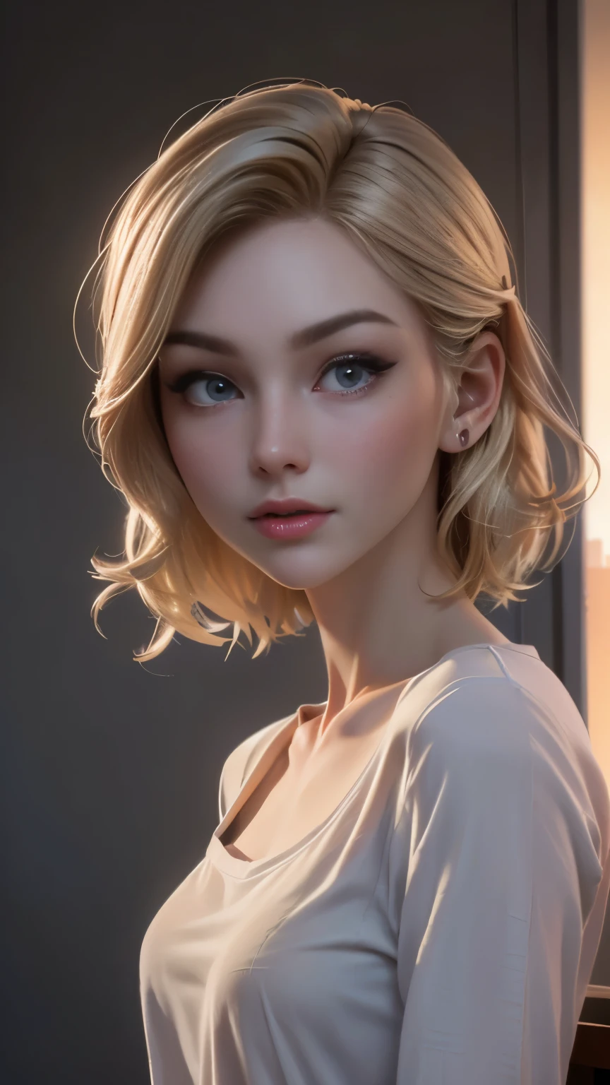 photo of Kallmekris, RAW, beautiful woman, ((portrait)), ((detailed face:1.2)), ((detailed facial feature, detailed skin, clear skin), (perfect proportioned body), (wearing an small low cut long sleeve shirt) (high detailed city environment, apartment balcony), (realistic photo, best quality, detailed), (8k wallpaper), (cinematic lighting, dramatic lighting) (sharp focus, intricate)