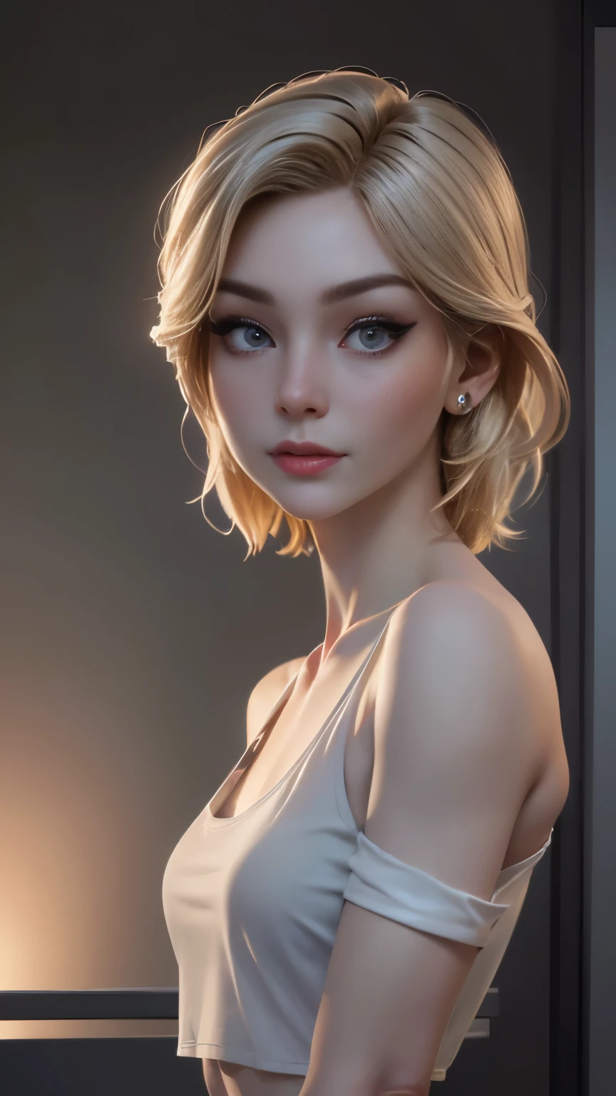 photo of Kallmekris, RAW, beautiful woman, ((portrait)), ((detailed face:1.2)), ((detailed facial feature, detailed skin, clear skin), (perfect proportioned body), (wearing an small low cut cropped top) (high detailed city environment, apartment balcony), (realistic photo, best quality, detailed), (8k wallpaper), (cinematic lighting, dramatic lighting) (sharp focus, intricate)