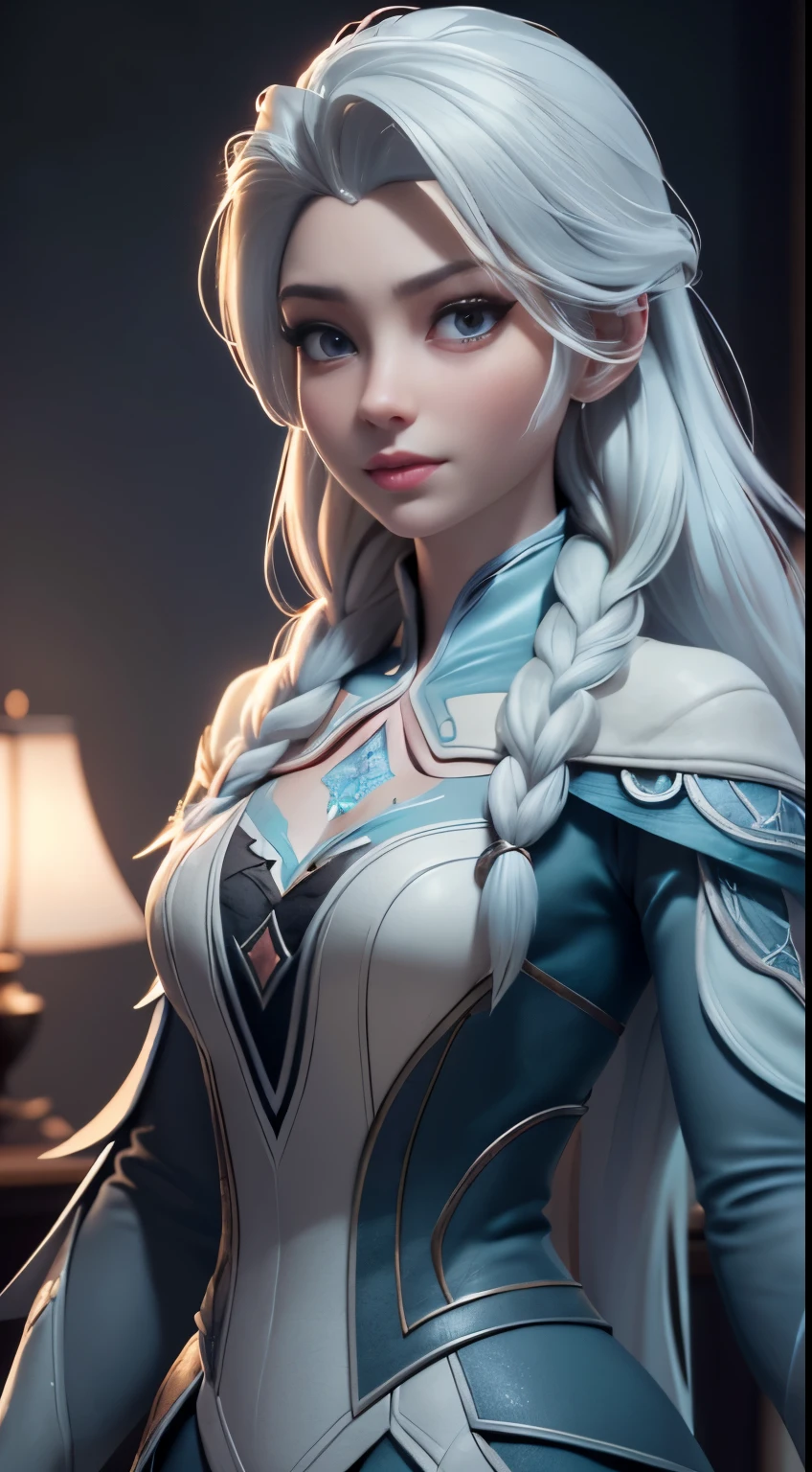 Highly detailed CG unity 8k wallpaper, style shot, complex, high detail, dramatic, highest quality movie still image, very detailed, masterpiece, best quality, character design, Elsa, Elsa from Frozen, (( Dark style)), realistic ultra-detailed rendering style, natural light, sharp character design, (hard focus, 8k), (((natural skin texture))), 8k textures, soft cinematic lighting, adobe lightroom, dark room, hdr, Sophisticated, Elegant, Rich Detail, Sharp Focuilm Look) )), Soothing Tones, Detail Frenzy, Intricate Detail, Super Detail, Low Contrast, Soft Film Lighting, Dull Colors, Exposure Blending, HDR, Fade, 35mm, f/1.4, ISO64, f16, 25 sec.