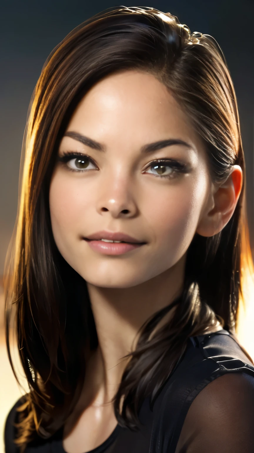 photo of Kristin Kreuk, RAW, beautiful woman, ((portrait)), ((detailed face:1.2)), ((detailed facial feature, detailed skin, clear skin), (perfect proportioned body), (wearing an small low cut long sleeve shirt) (high detailed city environment, apartment balcony), (realistic photo, best quality, detailed), (8k wallpaper), (cinematic lighting, dramatic lighting) (sharp focus, intricate)