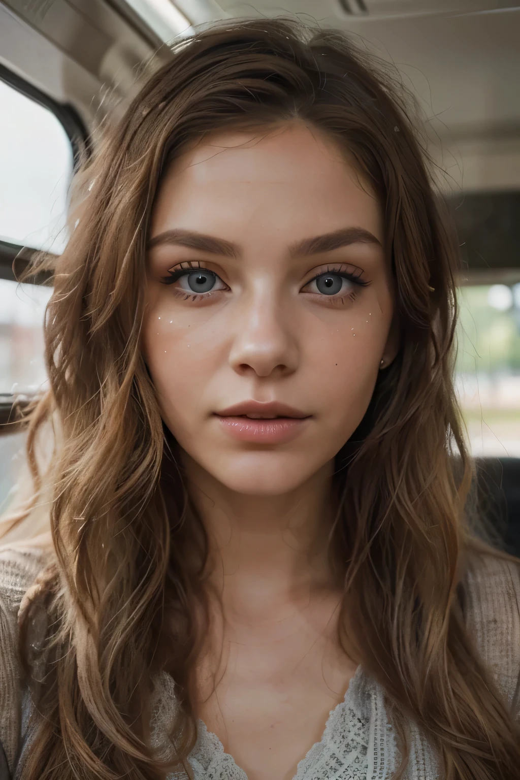 Dasha Vitya riding a bus, 20 year old woman, perfect face, masterpiece, blond:2, petite, [(extremely detailed:1.5)|(matte:1.7)|healthy] human skin, (extremely detailed face:1.5), ([(realistic:1.125)|(matte:1.125)|extremely detailed|natural|beautifully styled] human hair:1.5), ([gorgeous beautiful|sexy] [eyeace|lips|woman]:1.5), (large [hipake lipreasts]:1), human skin has [visible|[(wrinkles:0.625)|small pores]], ([human [head|hair|chest|hips|legeet]|well drawn|present| visible] in frame:1.25), Russian, oval face, wild hair