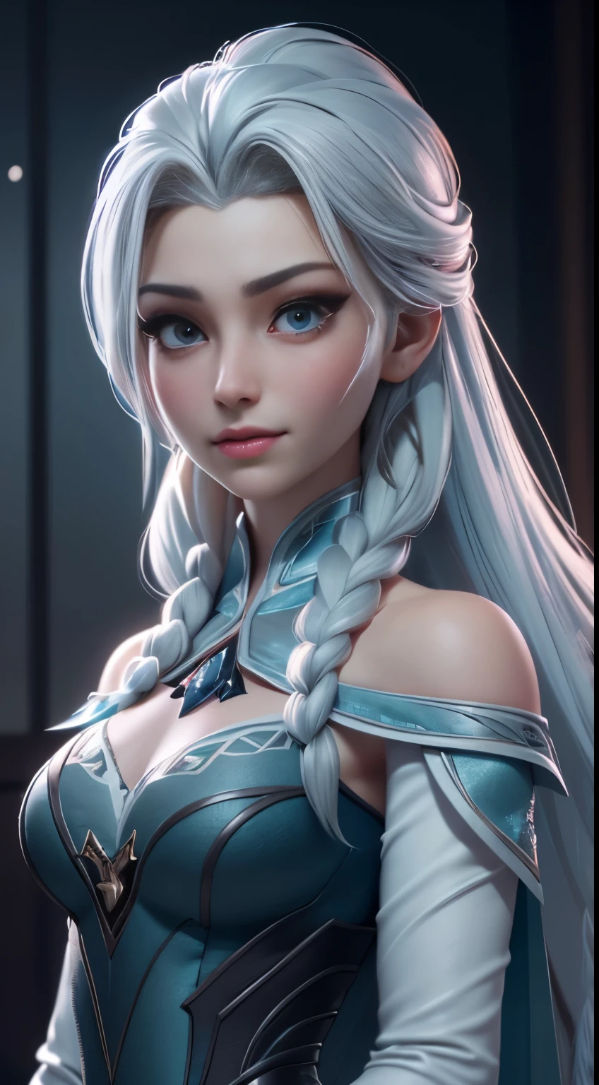 Highly detailed CG unity 8k wallpaper, style shot, complex, high detail, dramatic, highest quality movie still image, very detailed, masterpiece, best quality, character design, Elsa, Elsa from Frozen, (( Dark style)), realistic ultra-detailed rendering style, natural light, sharp character design, (hard focus, 8k), (((natural skin texture))), 8k textures, soft cinematic lighting, adobe lightroom, dark room, hdr, Sophisticated, Elegant, Rich Detail, Sharp Focuilm Look) )), Soothing Tones, Detail Frenzy, Intricate Detail, Super Detail, Low Contrast, Soft Film Lighting, Dull Colors, Exposure Blending, HDR, Fade, 35mm, f/1.4, ISO64, f16, 25 sec.