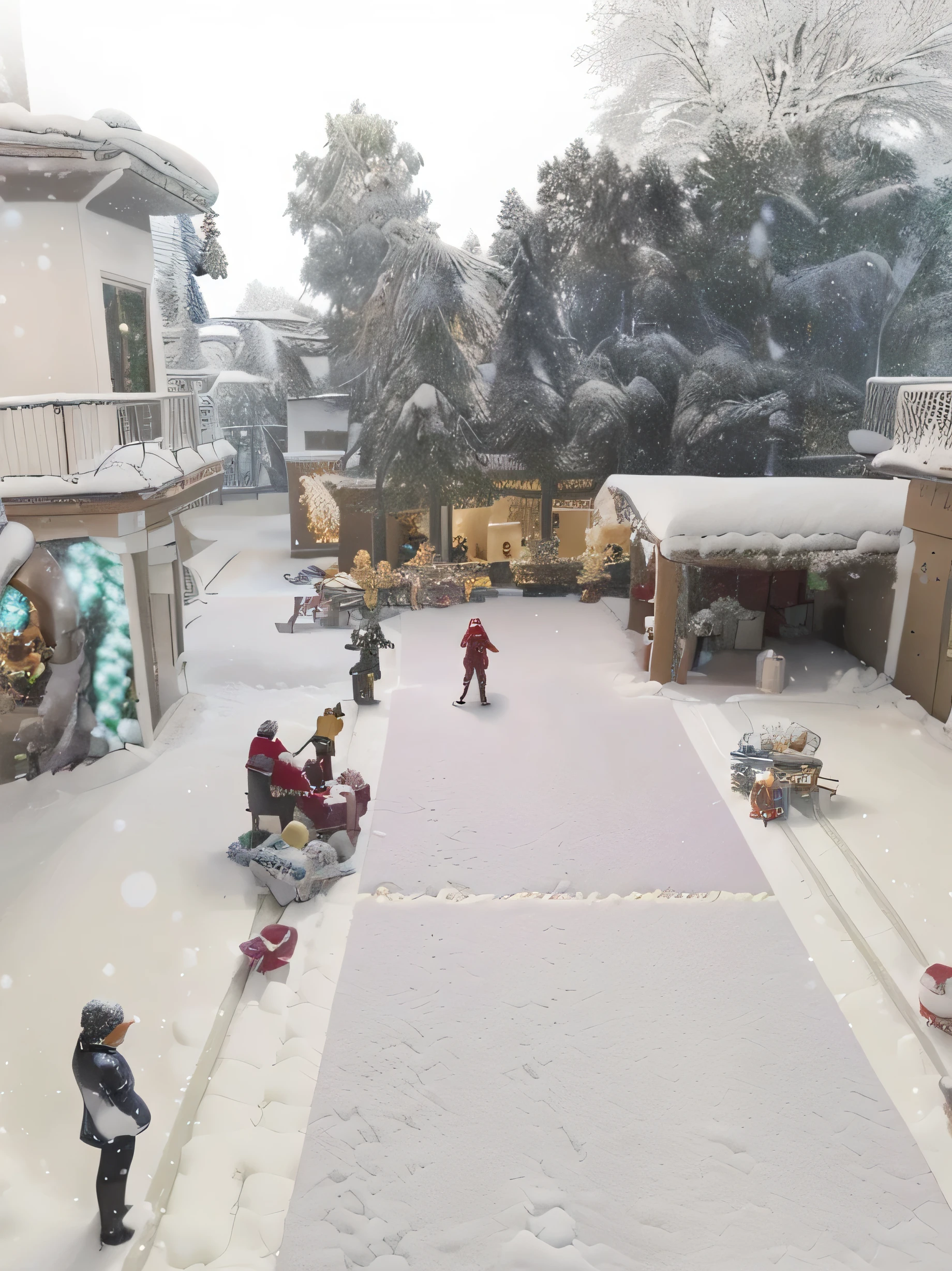convert into christmas theme add , presents on floor , add a little snow