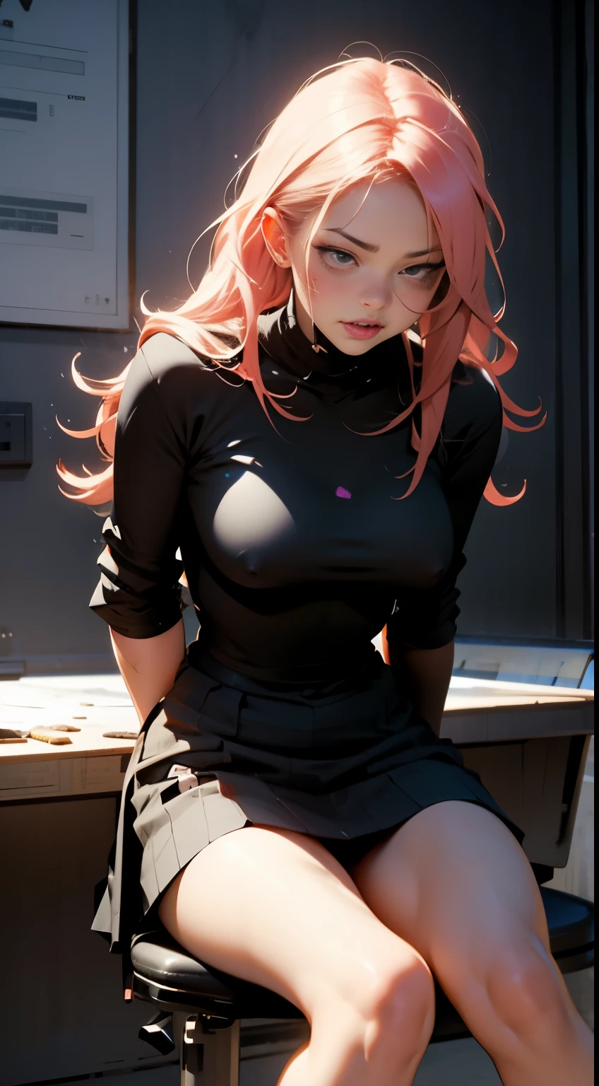 (best quality, 4k, 8k, high resolution, masterpiece:1.2), over-detailed, (realistic, photorealistic, photorealistic-realistic:1.37), intimate, frank, exciting, unbridled emotions, deep connection, smooth movements, moans, sweaty bodies, ecstatic pleasure, expressions filled with pleasure, skin-to-skin contact, seductive eye contact, prominent muscles, lustful desires, electrifying chemistry, undressing, passionate hugs, teasing whispers, gentle touches, captivating gaze, orgasmic bliss, delightful beauty, intertwined limbs, seductive atmosphere, lustful energy, bright colors, soft lighting, artistically composed, desirable curves, irresistible charm, undeniable attractiveness, pleasure-inducing poses, 1boy, 1girl, young guy having sex with a girl, missionary standing pose (NSFW:1.37), a girl in a short skirt is sitting on a table (skirt is up), a girl bends her leg at the knee, gently moans from voluptuousness, gentle hugs, excitement, a guy holds a girl by the hip, in a fit of passion almost all clothes are off, a dick is already in the pussy, juice oozes from the pussy, energetic frictions, they merge in a loving Ecstatic, the girl throws her head back in bliss, a beautiful curve of her neck, long hair hanging down,
