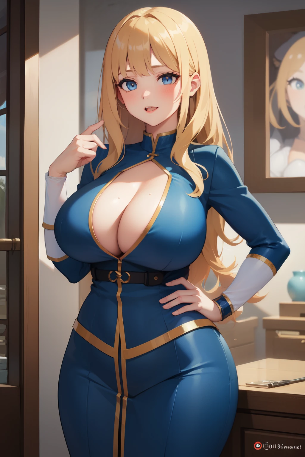 ((Best quality)), ((Masterpiece)), (Hinge), Perfect face(Giant breasts), An adult woman,Long torah,(Big bragging),sexy body