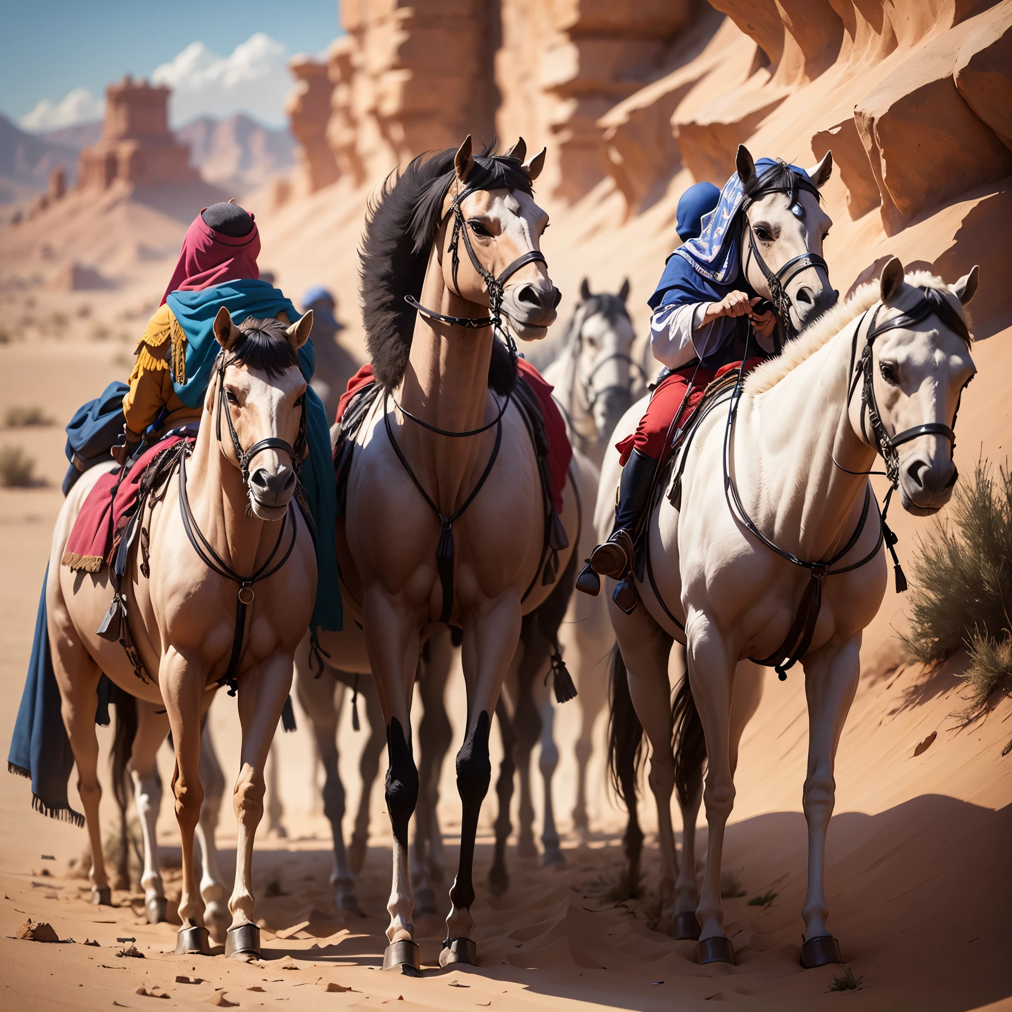 theThree Wise Kings on camels through the desert by knight going to Belen  --auto --s2
