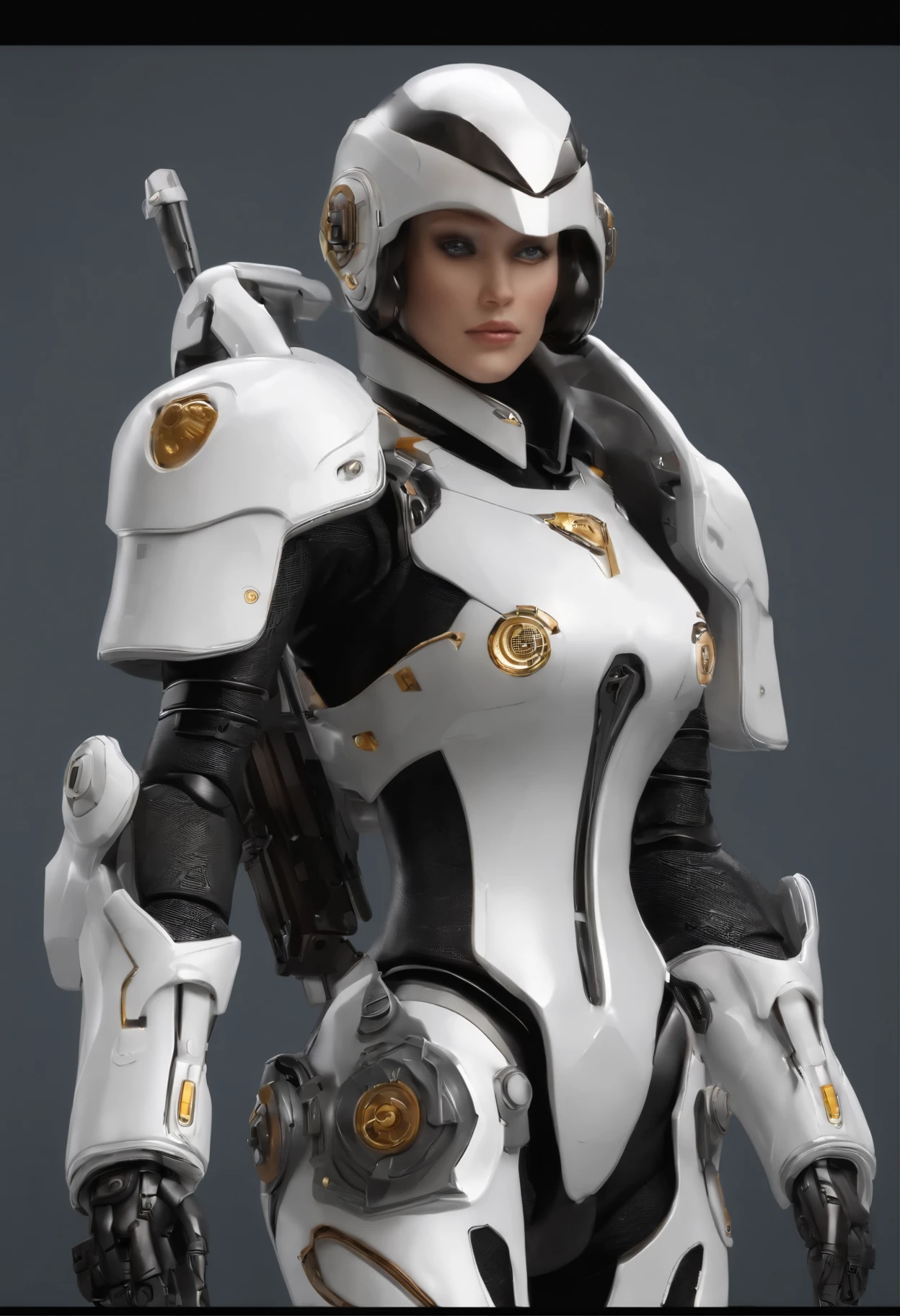 ((mesa)), ((maximum quality), alta qualidade、ultra-definition, realista, (Rosto ultrafino)、colorido 、Science fiction、Beautiful robot police woman、((Ciberpolis))、((Mechanical joints))、machine body、((machine components))、Actuator Joints、White porcelain mechanical armor、(Curvy face)、((Olhos ultra detalhados))、boca fina、inexpressivo、cabelos lisos、((((Electronic substrate)) ))、Machine Gloves、(Capacete com sensor de antena)、da parte traseira