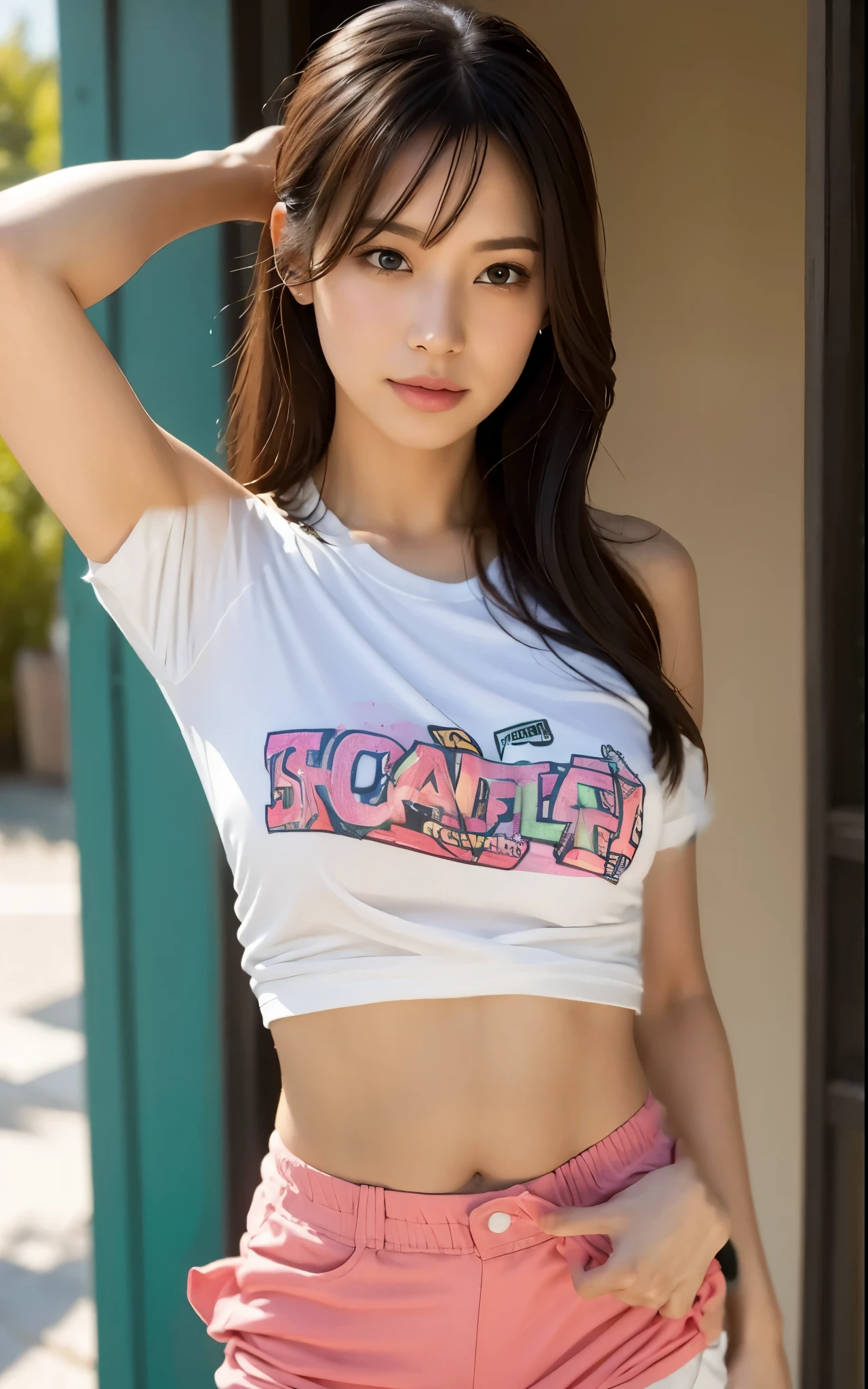 T-shirt、hot pants
