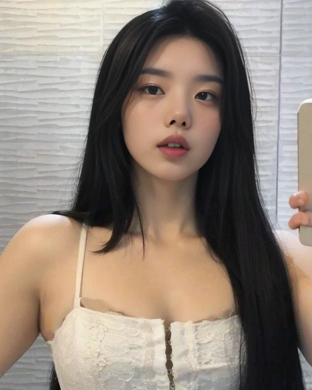 mulher arafed com cabelo preto longo e um vestido preto, cruel korean goth girl, ela tem cabelo preto com franja, asian face, messy bangs, pale round face, detailed face of an Asian girl, cabelos escuros longos com franja, Asian girl, Southeast Asian with round face, an Asian woman, 18 anos, cabelo blackbangs cabelo, Beautiful Asian girl