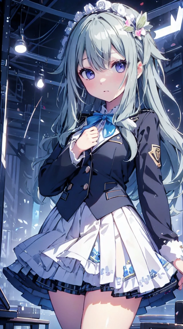 best quality, ultra detailed, absurdres, HDR, 1 loli、♡、Thighs、stunned face、uniform、In town