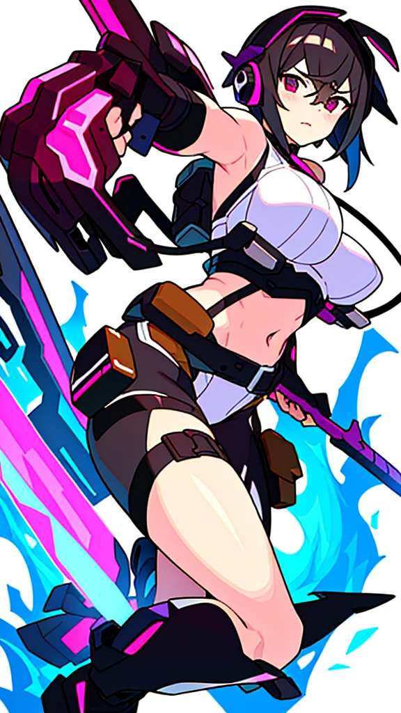 Doll-like mecha. Joker hat. 2d. Holding a more elaborate scythe. elf ears