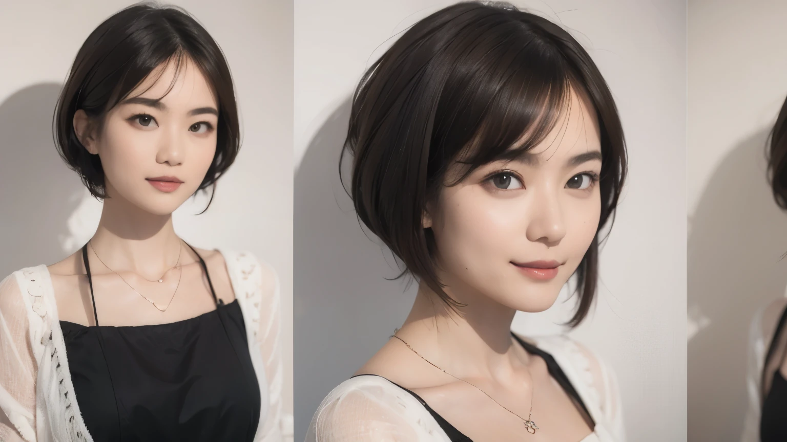 144
(20 year old woman,Are standing), (surreal), (High resolution), ((beautiful hairstyle 46)), ((short hair:1.46)), (gentle smile), (breasted:1.1), (lipstick)