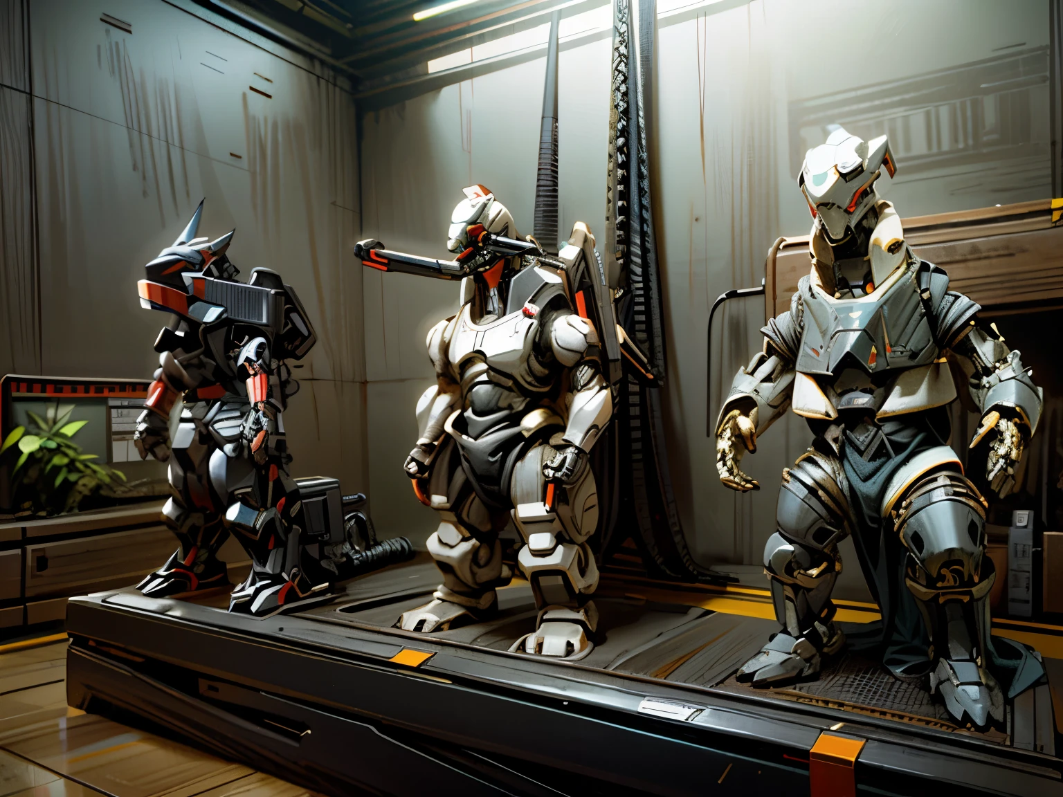 dark_fantasy,cyber punk,(chain saw,chain saw man,red:1.1),1 man,Mechanical Marvel,robot-like being,cybernetic guardian,