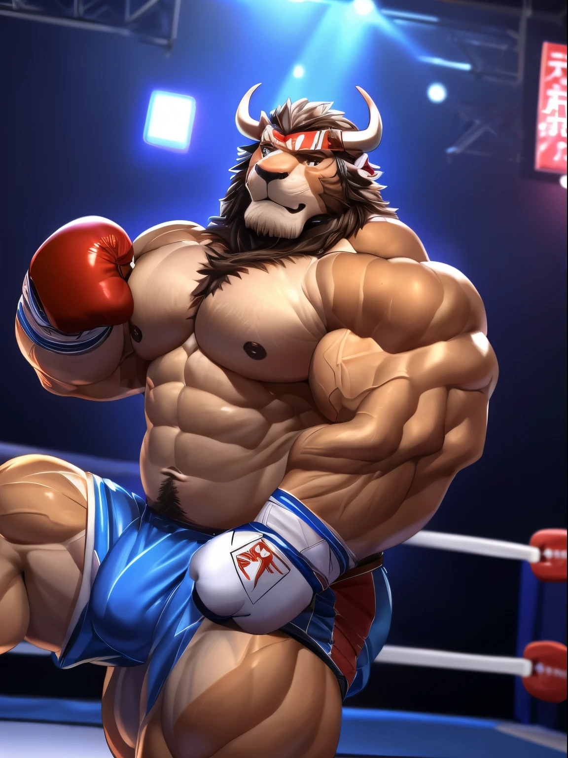 screwed up:   muscular Man Lion wearing boxing gloves. 4K, high resolution, 最好of品质, 完美of色彩, 完美of阴影, 完美of东西, Posted by e621, 毛茸茸of身体, 独自of, Man Lion, 我of, body hair, 较老of, male, , male, (肌肉发达of, big muscles buff:1.8), trunk, Correct anato我of, (逼真of毛皮, 细腻of皮毛, epic, masterpiece:1.2), (详细of健身房背景, at night), of shadowy Taran Fiddler, author：Chunni, author：Kusanagi, Bonifasco Lighting), (Boxing shorts:1.2), (细致of眼睛:1.2), sweatingy:2, sweating:1.2, 闪亮of毛皮, Posing for the camera, bodybuilder, confidence, big muscles, of, full body lesbian, boxing gloves, 严肃of表情