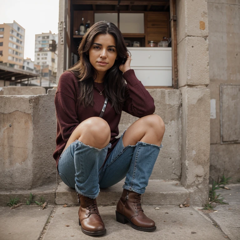 Mujer botas y falda exitante