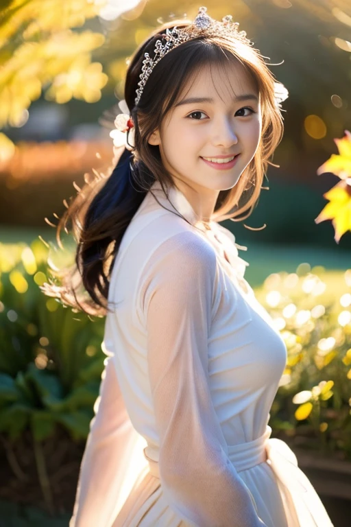 (((masterpiece))), (((full body display:1.37,Are standing))), (one beautiful girl, innocence,cute) ,ultra high resolution, reality, Super detailed, 8k,highest quality, very detailed, blurred background,thin,small breasts,(very beautiful japanese girl, detailed face:1.rincess cut,black hair :1.4), (baby face,cute系,adorable 10 year old girl), (perfect body:1.1),((autumn fashion,childish clothes))、rosy cheeks,Naughty,smile,I'm very happy,Super detailedな顔、detailed lips、detailed eyes、small gravure idol,Big eyes,transparent skin、lolita,Photoreal:1.37、bright sunny day、best writing,best shadow,A lot of passersby in the background A lot of passersby,meeting,soft evening lighting,sunset,Fun,Farewell time, landscape