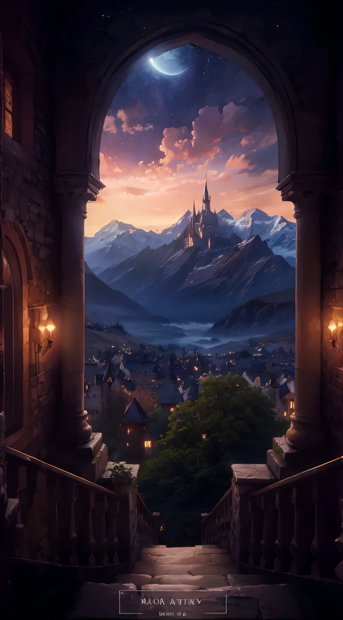 fantasy world, mountains with castle