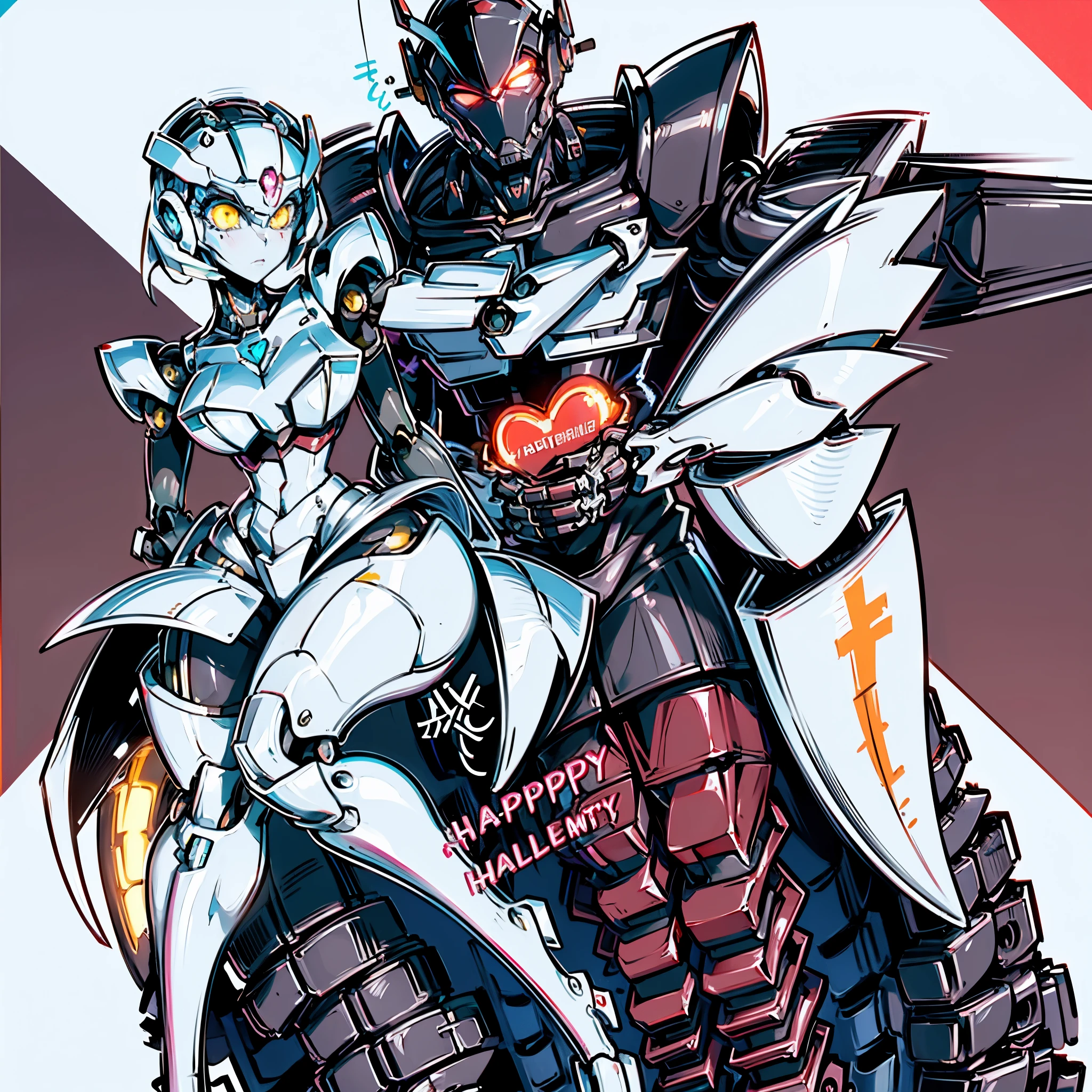 a close up of a robot holding a cell phone in its hand, of a ramlethal valentine, love death and robots, by Valentine Hugo, robotic feeling, love death + robots, love death robot, ( ( robot cyborgs ) ), happy!!!, ❤🔥🍄🌪, by Shinoda Toko, from pacific rim, inspired by Valentine Hugo