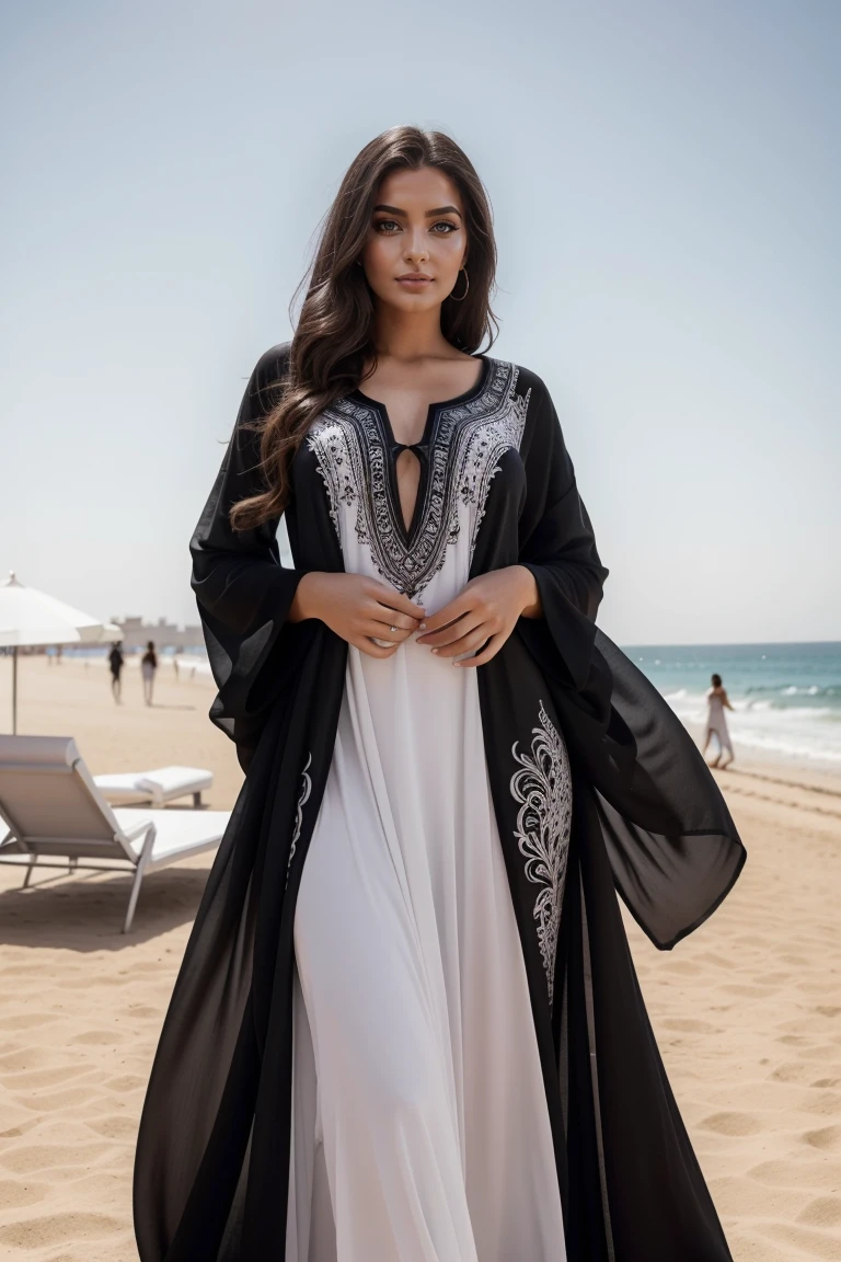 Instagram models pose in Tunis, in traditional clothes, beautiful carthaginian kaftan, full entire body, beautiful detailed eyes, beautifully detailed lips, extremely detailed eyes and face, short, realistic, (detailled), perfect face,