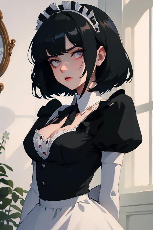 Victorian Maid,bob cut,Slender、Looks strict,tall