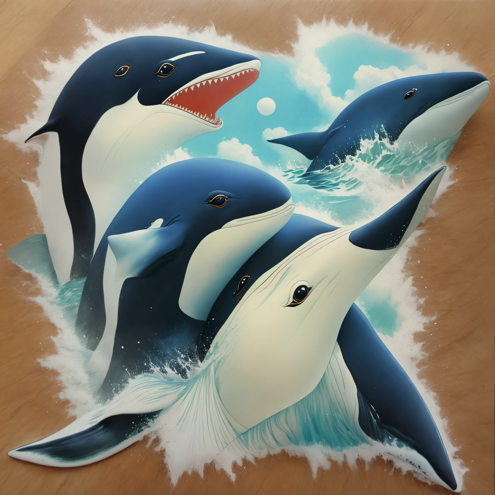 orca whale logo design wearing a hat cartoonish style  --auto --s2
