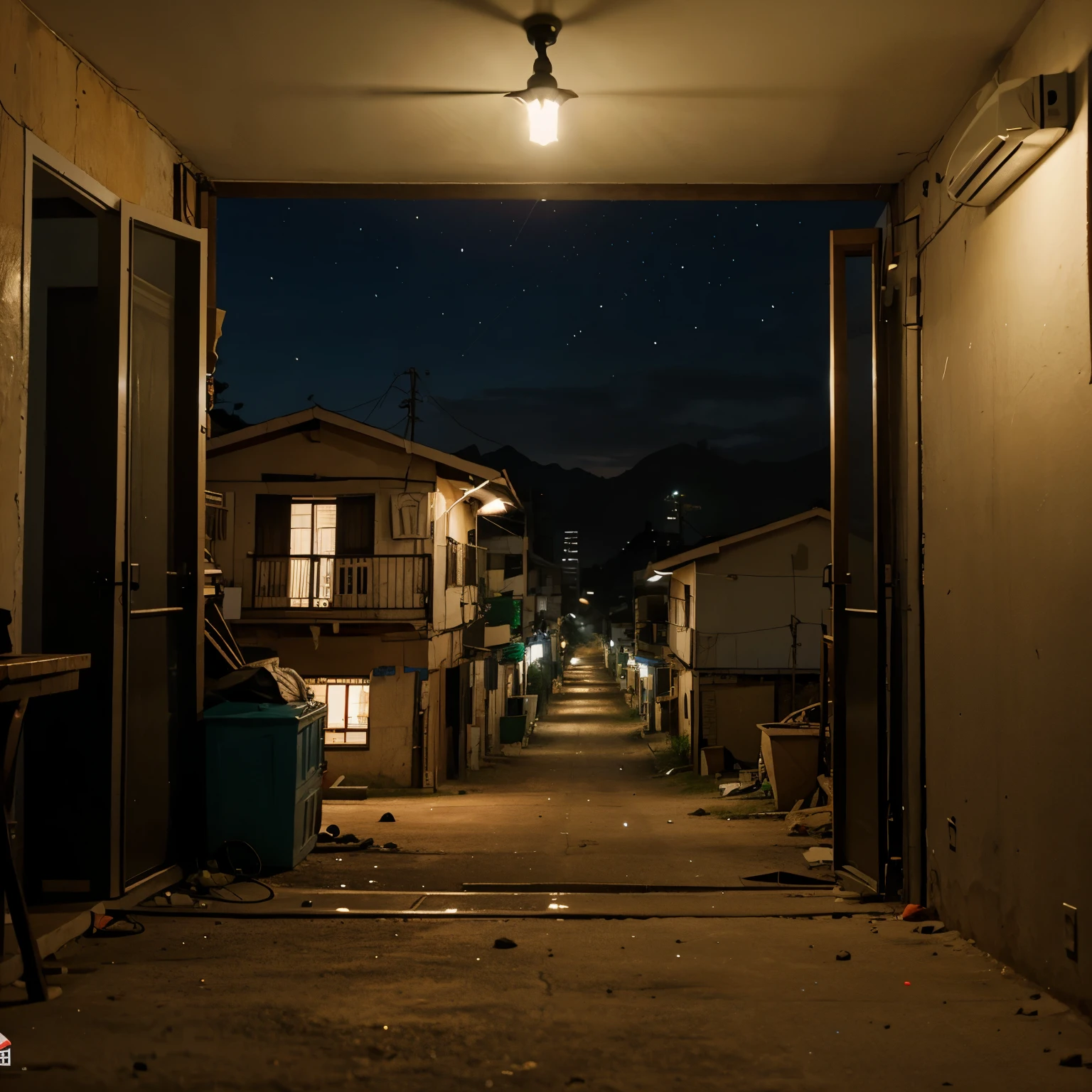 Favela de noite desenho animado