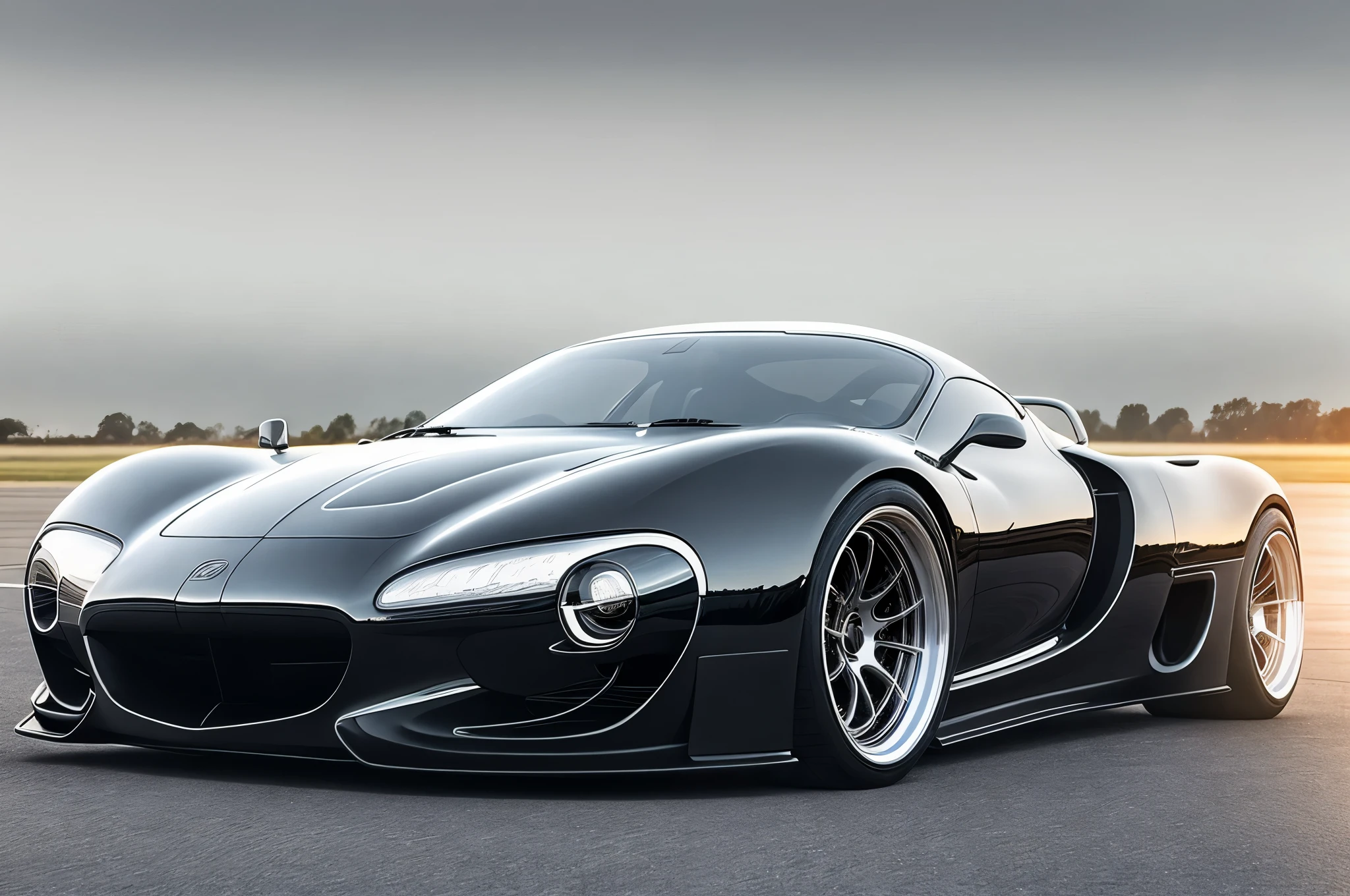 side view, extreme low profile, ground effects, low profile, aero ports, stretched design, future hypercar design