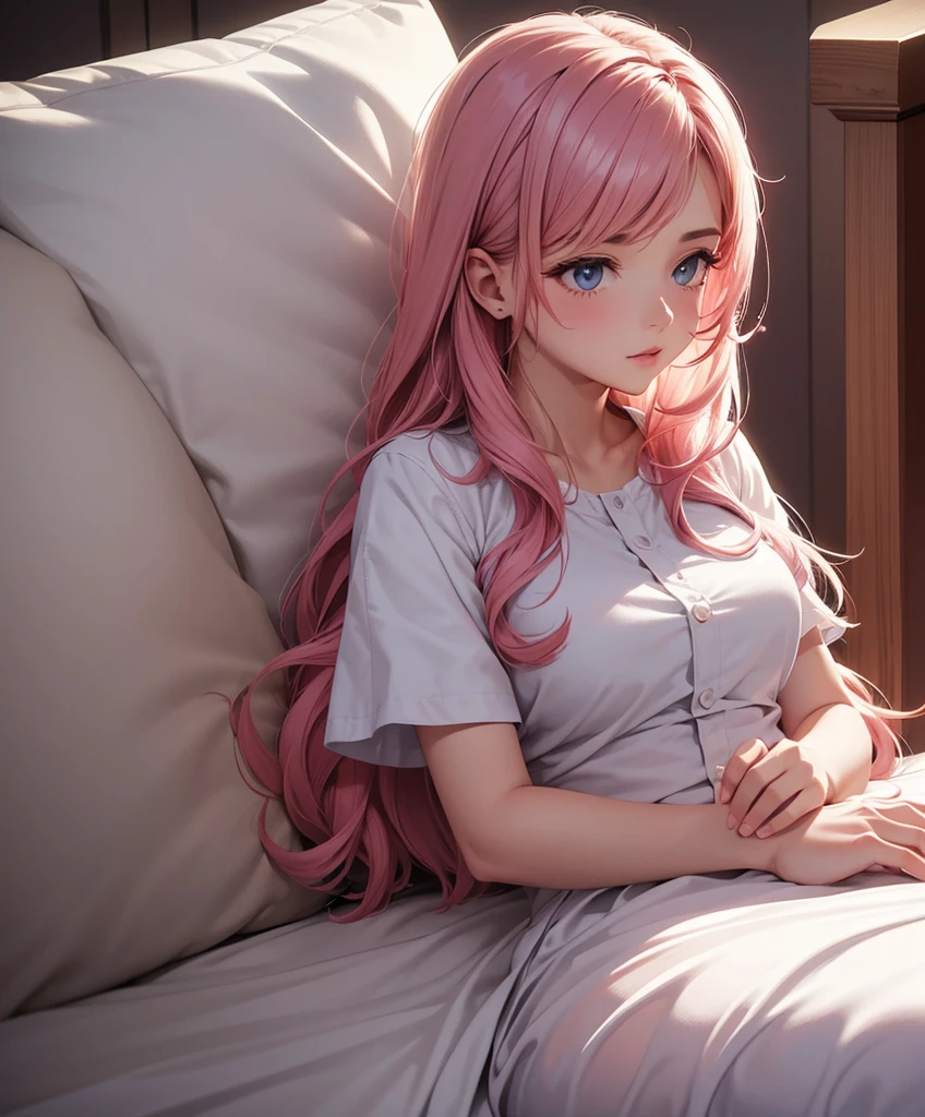 masterpiece beautiful serene intricate portrait of a highly realistic anime girl, messy wavy hair narrow eyes shy smiles oftly, wearing casual clothes, relaxing on the couch, detailed faces and eyes soft focus, 8 k, art by irakli nadar and nomura tetuya hyperrealism, hyper detailed, ultra realistic