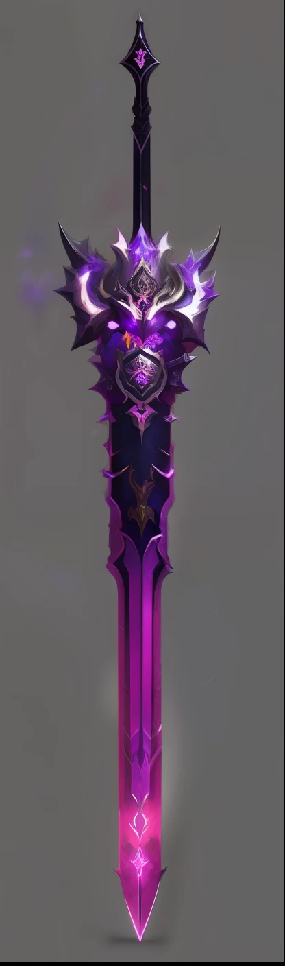 a purple and black sword with a flower on it, sword design, nocturne from league of legends, huge sword, fuchsia skin below the armor, fantasy sword, by Kieran Yanner, huge oversized sword, war blade weapon, fantasy sword of warrior, beautiful sword, large sword, fantasy weapon, demon soul concept art, league of legends style art