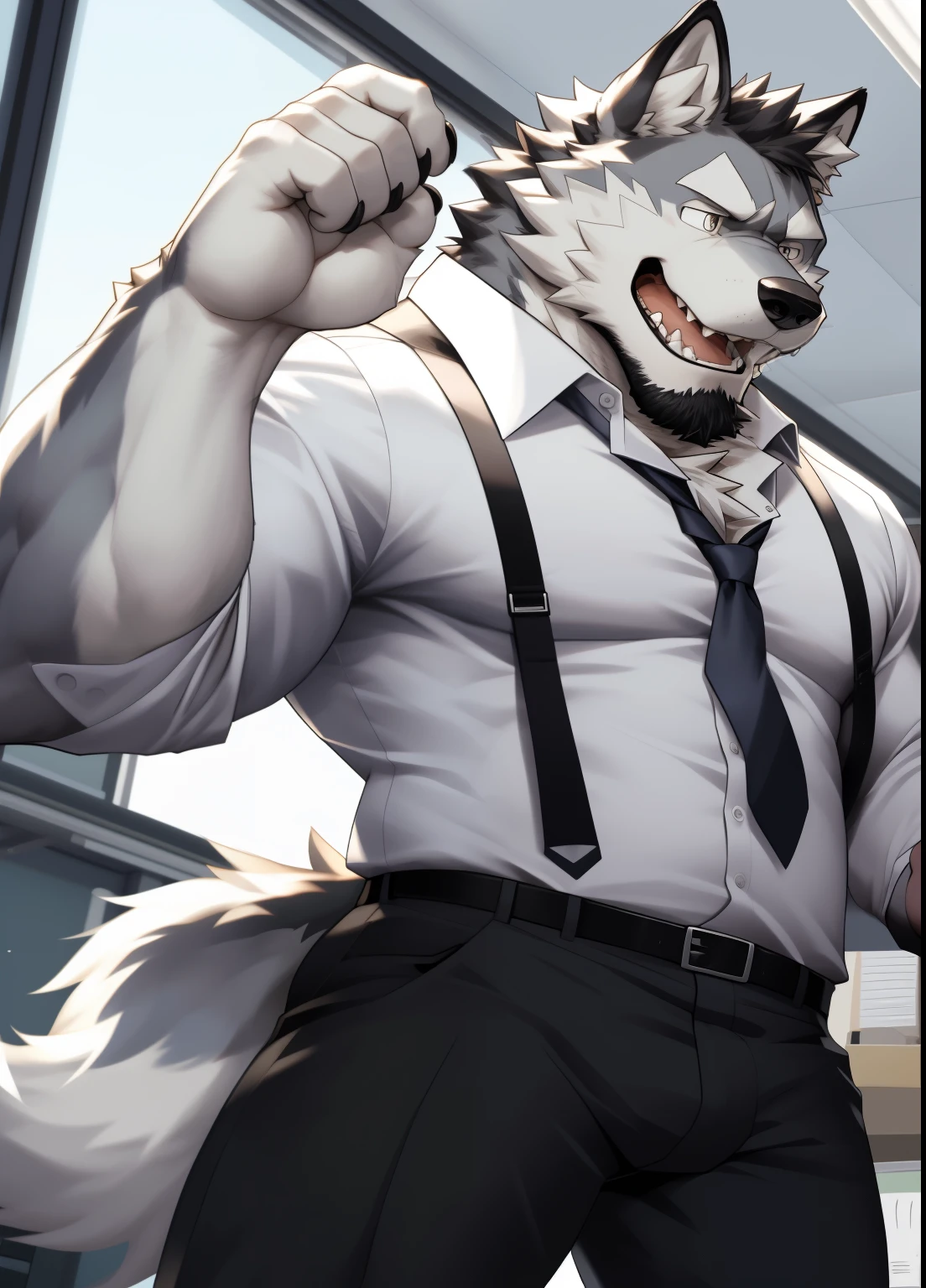 solo, pubraseer, furry grey dragon, muscular body, slightly fat, handsome, Smiling, mouth open, holding glassess, huge dick, big balls, cool pose, casual shirt, casual pants.