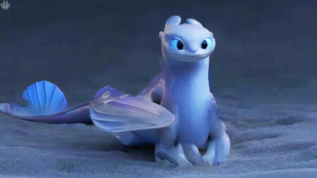 nublessv1,membranous wings, blue eyes,tail, (ultra-detailed, realistic:1.37),finned paws, salamander, smooth blue scales, deep-sea creature, vibrant colors, ethereal lighting, smooth skin, salamander-like, large dorsal fin, webbed paws, smooth scales, light purple eyes, fins, salamander like dragon,
