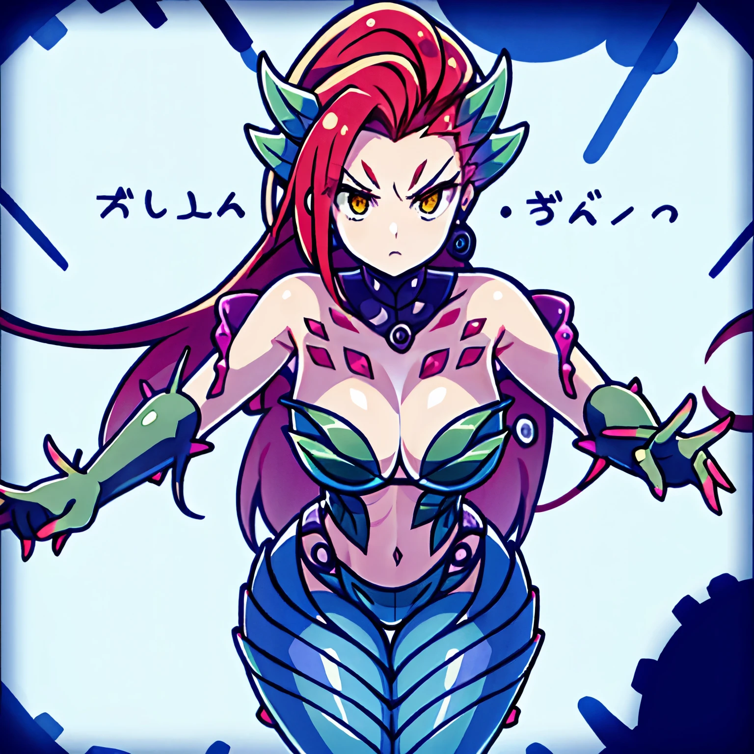 Zyra - El ascenso de las espinas - League of Legends, a high definition, 8k, Cara detallada, ((senos grandes)), delgado y delgado, body of equal proportion in his chest)), Vista aleatoria, cuatro dedos y 1 pulgar, ((2 manos, random body position, perspectiva aleatoria, seriedad, serious expression to the viewer, Mejillas sonrojadas