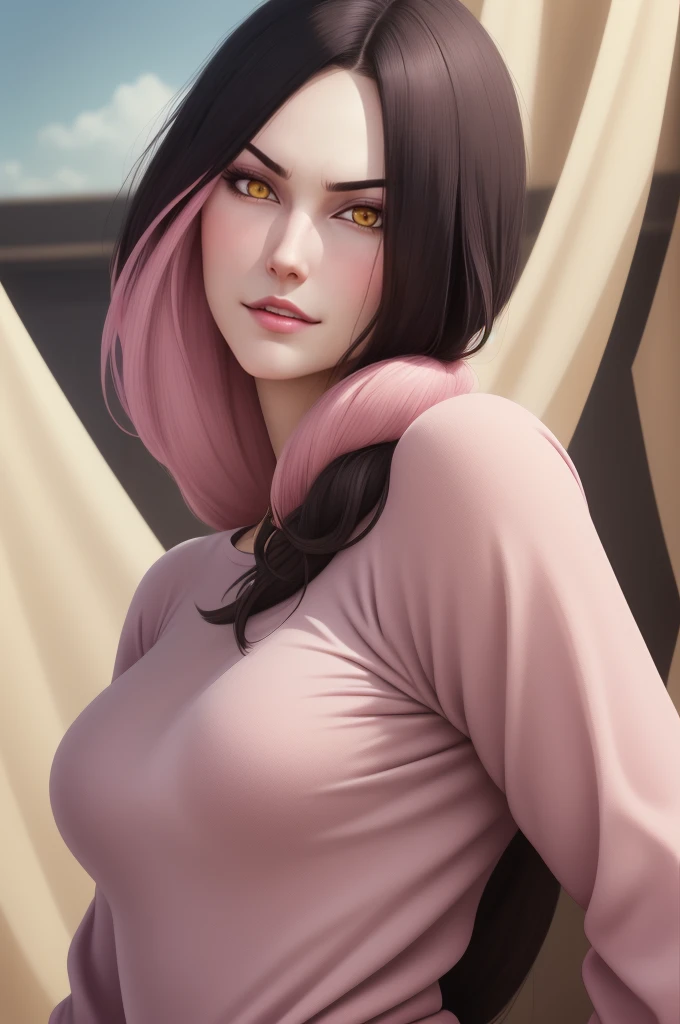 {-erro_de_anatomia:1.0} estilo anime, Masterpiece, absurdities, Orochimaru\(Naruto\), 1girl Solo, Mature woman, Oversized shirt with broad shoulders, Perfect composition, Detailed lips, large breasts, Beautiful face, body proportion, Blush, (pink lips), Long hair, yellow eyes, Soft gauze, Super realistic, Detailed, photo shoot, Realistic faces and bodies,
masterpiece, best quality, best illustration, hyper detailed, 1 girl, solo, glamorous, blushing, whole body,