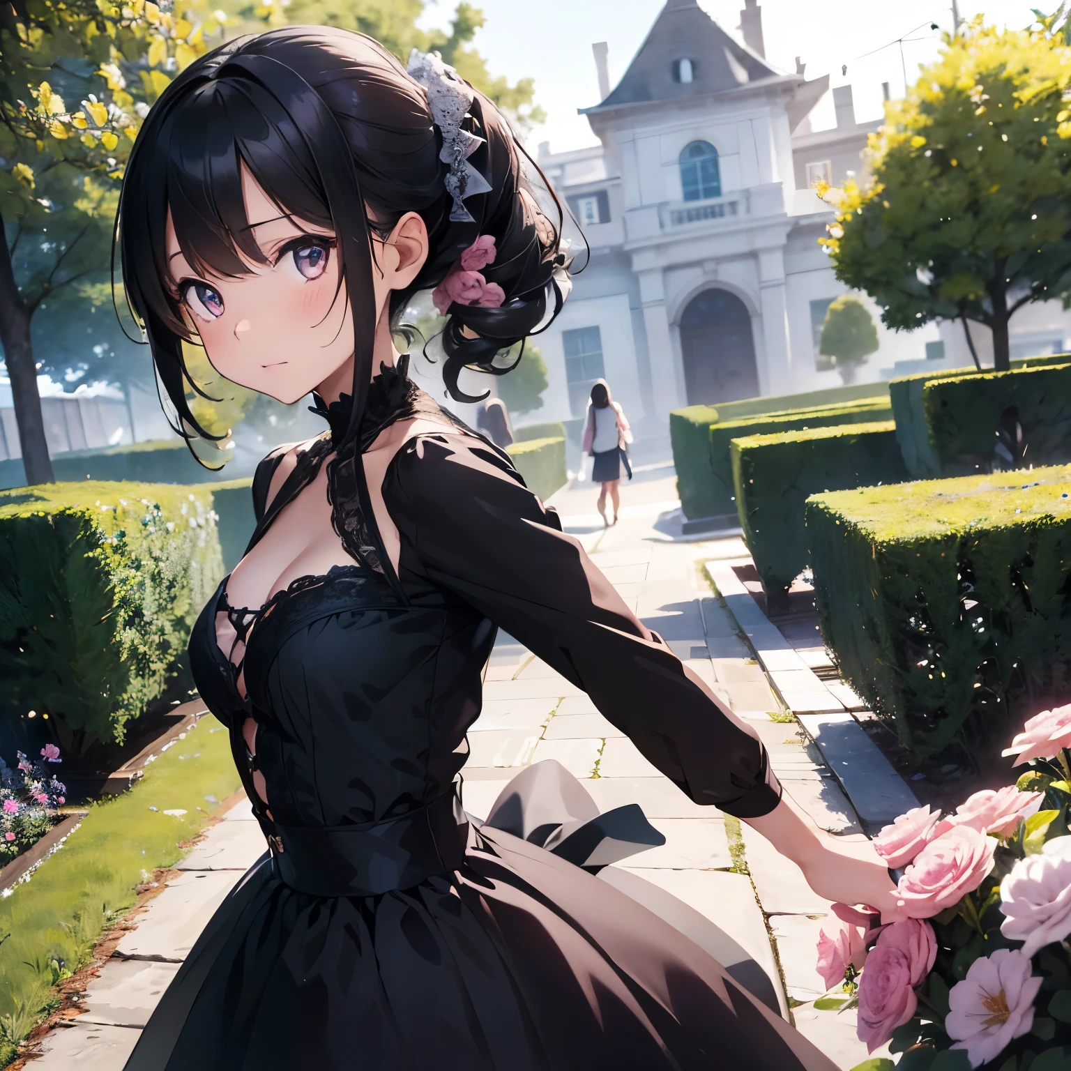 (best quality,4k,8k,highres,masterpiece:1.2),ultra-detailed,(realistic,photorealistic,photo-realistic:1.37), HDR, UHD, studio lighting, ultra-fine painting, sharp focus, physically-based rendering, extreme detail description, professional, vivid colors, bokeh, portraits, anime

A teenage boy stands in the center of a mystical garden, his body undergoing a magical transformation. He is being turned into a cute girl by a powerful witch. It is a gender bending ritual that brings about a fascinating change. The boy's facial features start to change slowly, but noticeably. His strong jawline softens, adorned with delicate, feminine features. The most captivating detail are the beautiful detailed eyes that shimmer with a mesmerizing shade of pink, sparkling with a hint of magic. The girl's long, black hair cascades down her shoulders, dyed with a subtle touch of pink, enhancing her enchanting appearance.

As the transformation continues, the girl is now fully transformed, radiating her newfound femininity. Her attire is an extraordinary black Victorian dress with intricate lace details, fit for a princess of the arcane. The dress flows elegantly around her, enhancing her delicate and graceful movements. Completing her mystical look, she wears a pointy hat, adding an air of mysteriousness to her enchanting persona.

The garden is filled with vibrant colors, with flowers of various hues surrounding the girl, creating a whimsical and ethereal atmosphere. The portraitsque setting invokes a sense of fantasy and magic, capturing the girl's mesmerizing transformation.

The artwork aims to achieve a photorealistic style, blending the essence of anime with the charm of highly detailed portraits. Detail is paramount, ensuring that each brushstroke and line come together seamlessly to bring the girl's transformation to life. The image showcases the mastery of a professional artist, demonstrating their skill in capturing vivid colors, sharp focus, and exquisite bokeh.
