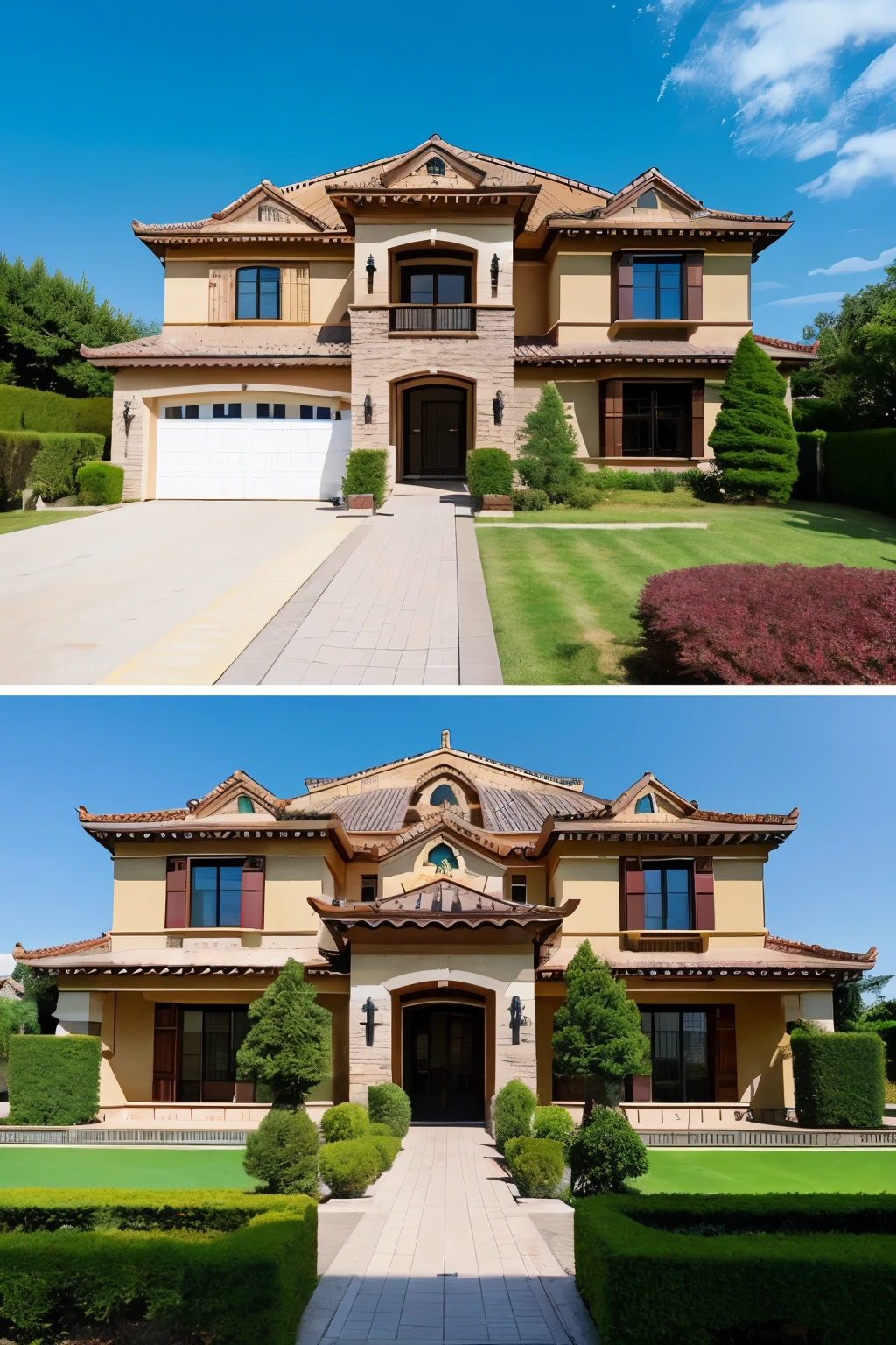 Luxury home、3-story rococo style house、house with pool、vast house、