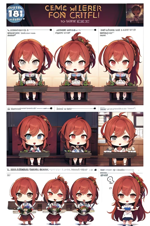 obra maestra, Mejor calidad,, varias chicas, comic,tabla,Fondo blanco, Chibi,Chibi,Chibi,Multi-View,