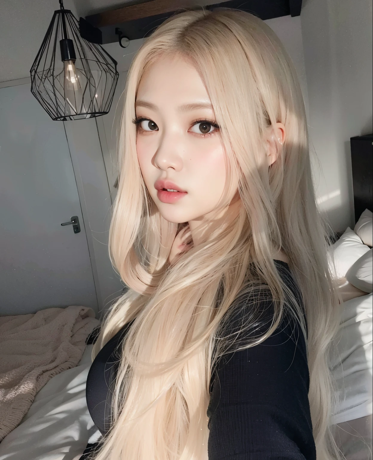 Mulher loira em lingerie branca posando em um espelho, Parque Roseanne do Blackpink, Heonhwa Choe, Menina coreana jovem bonita, TaeJune Kim, com longos cabelos loiros, Menina coreana jovem bonita, com longos cabelos brancos, Mulher sul-coreana bonita, Menina coreana, Jinyoung Canela, Ana Takamaki, Jaeyeon Nam, com longos cabelos brancos, em linho