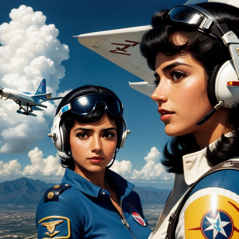 jovencita, Retro futurista, Second World Airplane Pilot.