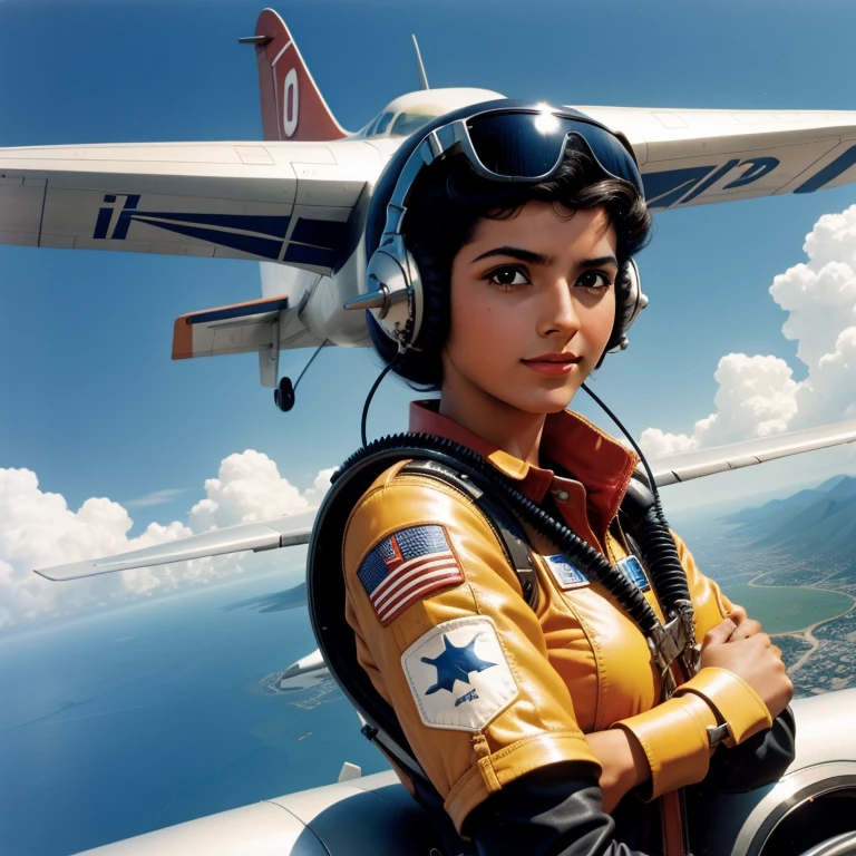 jovencita, Retro futurista, Second World Airplane Pilot.