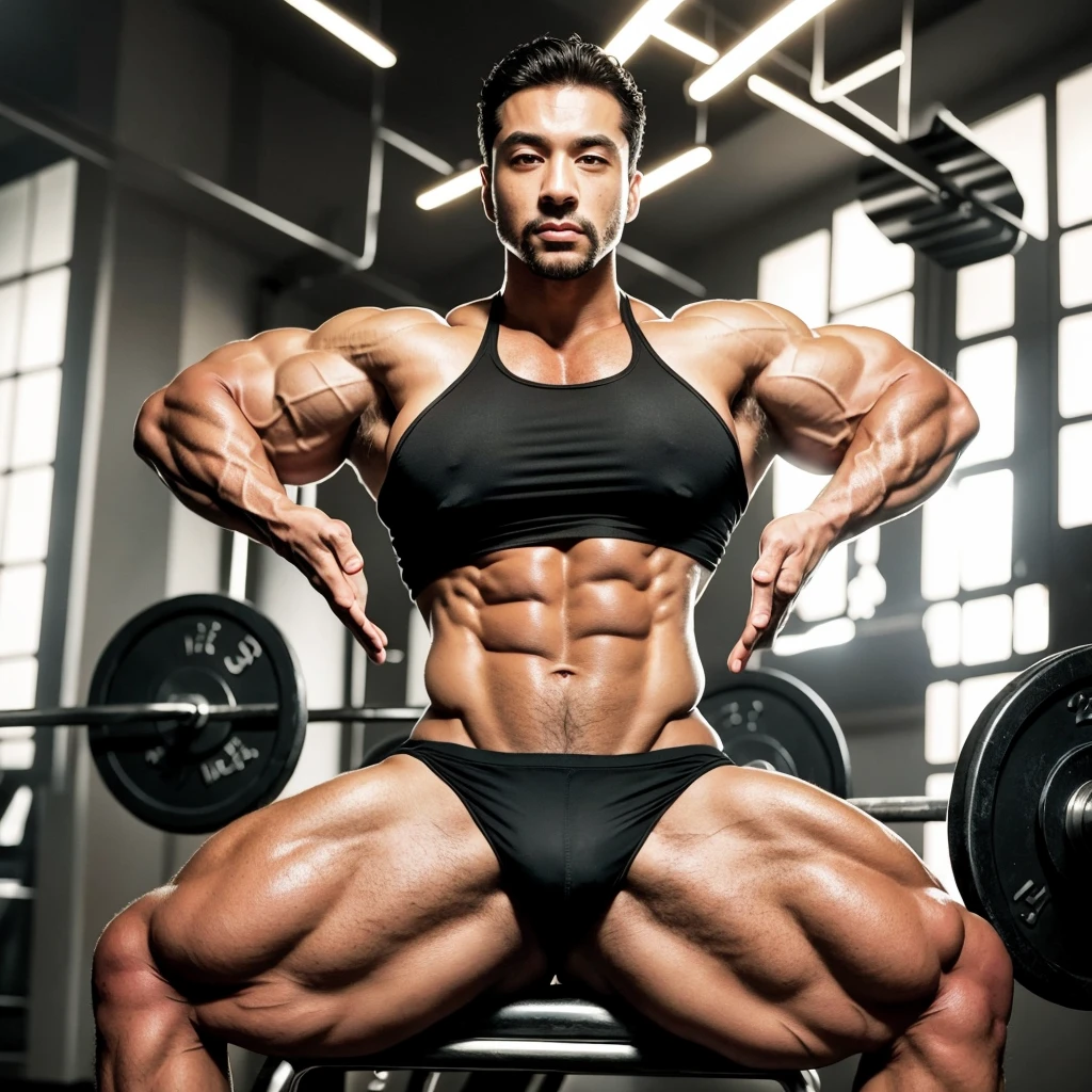 Arafed bodybuilder with barbell and gym, big arms, steroids, huge muscles, wrinkles and muscles, big muscles, proportionally huge arms, big muscles, huge muscles, extreme muscles, big biceps, big muscles, very muscular, muscular, muscular, tremendously huge Physique, Bodybuilder, Very beautiful woman. Big muscles