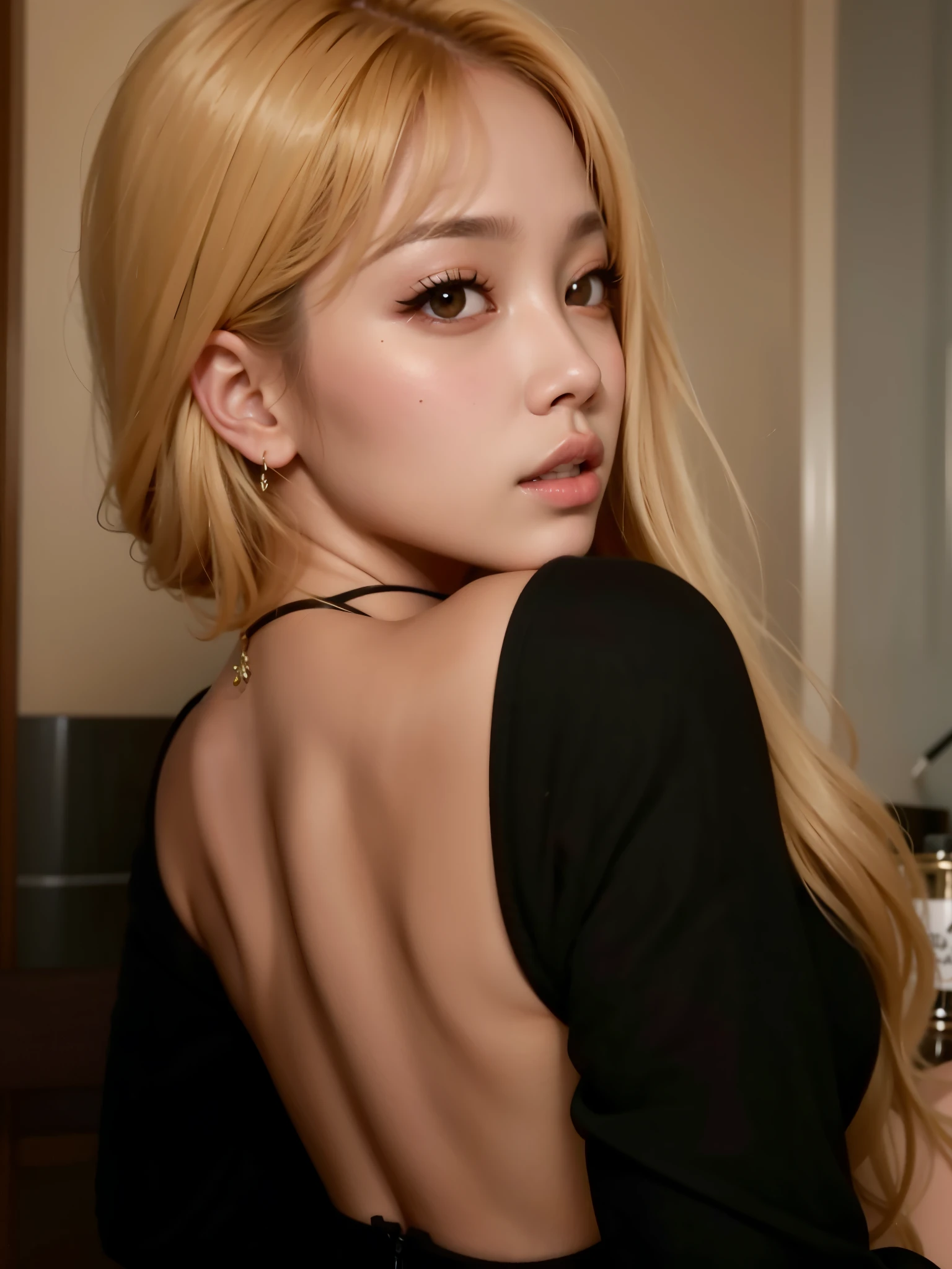 um close up de uma mulher com longos cabelos loiros usando um top preto, parque roseanne de blackpink, Portrait of female Korean idol, linda jovem coreana, Menina coreana, linda mulher sul-coreana, linda jovem coreana, Lalisa Manobal, Retrato de Jossi do Blackpink, Lalisa Manoban do Blackpink, inspirado em Yang J, kpop idol portrait