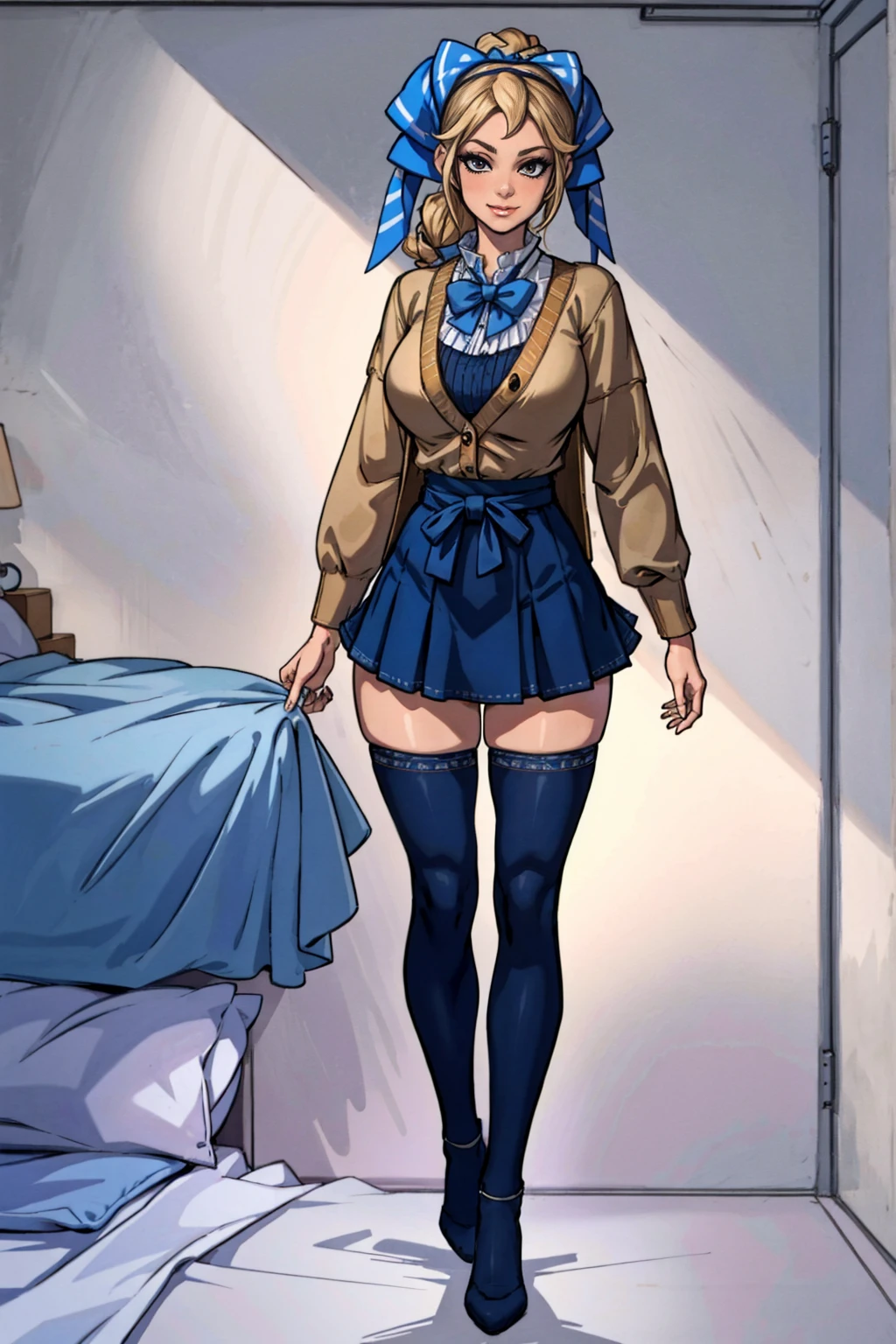 ((Best quality, 8k, Masterpiece :1.3)), 1girl, beautiful woman with emphasis on plump abs: 1.3, (dark brown hair, big breasts: 1.2), (white blouse, sitting on the couch :1.2), ultra-delicate face, delicate eyes, double eyelids, smile, home,