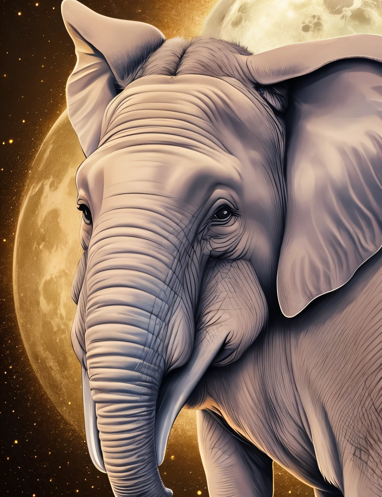 an elephent with a dog's head in different facial expression,moon,manga style,no outline,whiteground,8k resolution --auto --s2