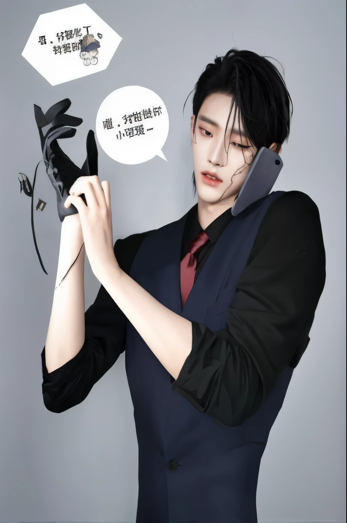 Imagen arafed de un hombre con traje sosteniendo un par de zapatos., cai xukun, inspirado por Zhang Han, inspirado en Yanjun Cheng, fanart de alta calidad, por Yang J., yanjun chengt, Dent Wu, [ arte digital ]!!, por Xi Gang, por Ni Tian, sakimichan, sakimichan frank franzzeta, bts Kim Taehyung 