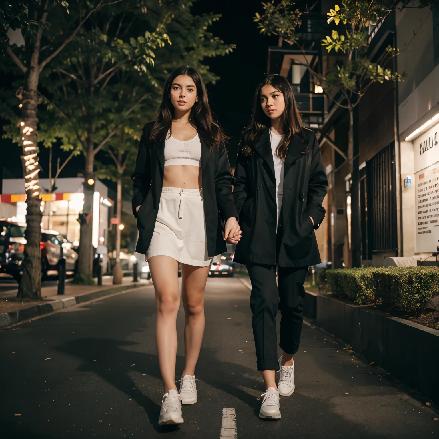 Girls walking in the moon