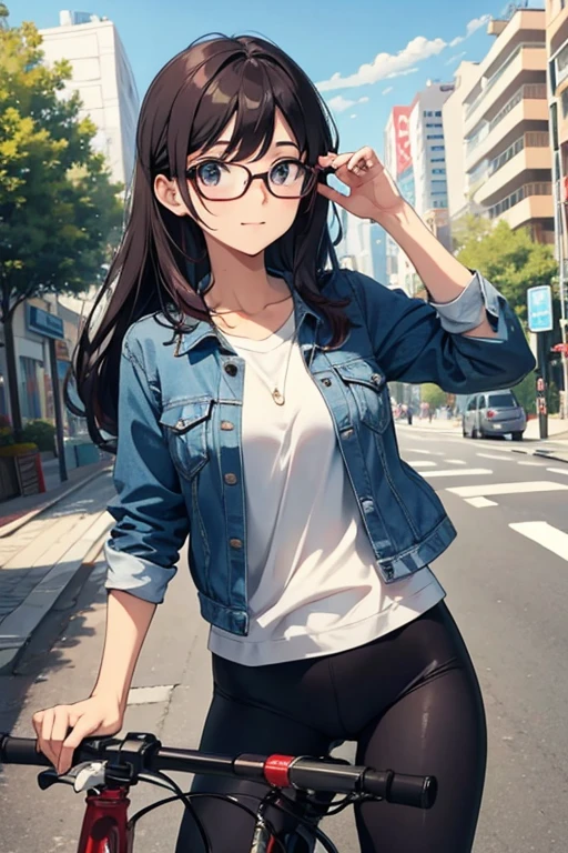 Beauty、Glasses、rides a bike