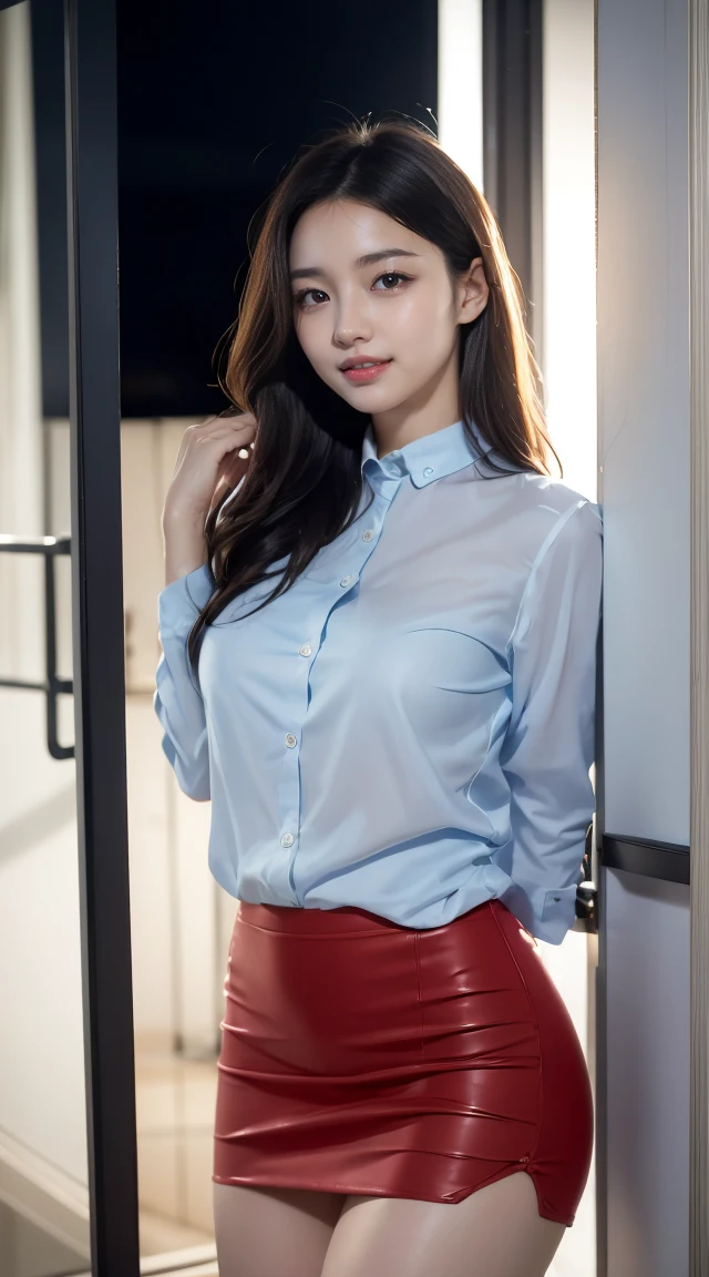 オフィスレディ、OL、sexy,formal,high heel,(((乳首ポチ、乳首のふくらみ)))、(((full body,including legs)))、Dressed up、(Photo real:1.4)、(A hyper-realistic:1.4)、(Photorealistic:1.3)、 (gentle lighting: 1.05)、(Improve the lighting quality of your video:0.9)、32 k、 1Girl、20 years old girl、photorealistic lighting、Back lighting、Facial Lights、Ray Trace、(bright:1.2)、(Increase quality:1.4)、 (best quality real texture skin)、Fair eyes,Delicate and delicate face、 (tired and sleepy and satisfied : 0.0), Close-up of the face, blue shirt,very tight shirt ,transparent small nipples,perfect nipples,mini skirt , (Bodyline mood improvement:1.1)、Glossy skin、wavy hair,pornostar、韓国アイドル、乃木坂アイドル、Sculptural Idol Pose、little smile,blush,Beautiful actress、Neat woman,whole body, and spread the legs apart, small breasts,(perfect row of teeth),slender waist and hip,beautiful long legs,on the night pool ,(full shot)、((8heads tall)、(((誘惑している、恥ずかしい)))、random dynamic pose,(eye shadow),(((red cheek))),(red lips),Super Clean Night View、night time、blush,little smile,(((full shot)))、a little open the legs apart、(((in the luxury night office)))