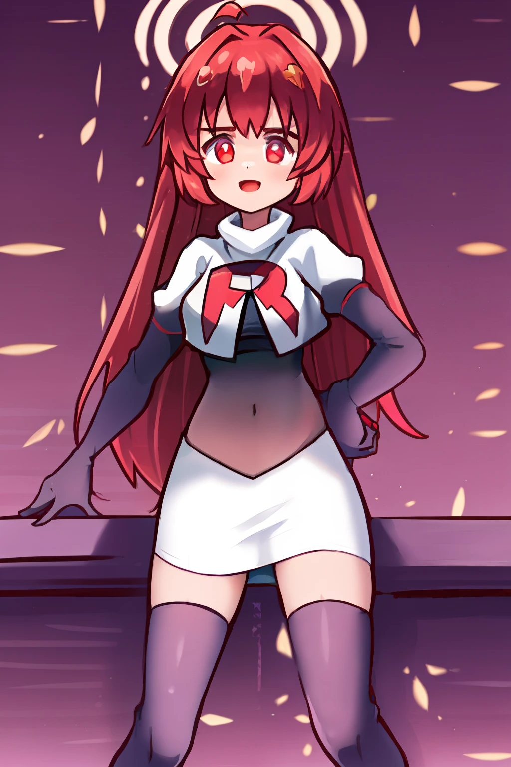 ((Best quality)), ((Masterpiece)), (Hinge), Perfect face, red eyes, red long hair, male, blue and red clothes, cowboy shot, Chigiri Hyoma, soccer ball, sports outfit, feminine, small build, tiger plushie, red aura, (detailed, sharp details:1.3),(masterpiece:1.3), 1boy, innocent expression, skin texture, cute, (masterpiece, best quality, high quality, highres, ultra-detailed:1.1), male solo, masterpiece, anime, masterpiece, full body, outdoors, masterpiece, best quality, ultra-high-detailed, (White and tender skin), refined appearance, well-defined muscle lineasterpiece, best quality:1.2), looking at viewer, smile, glowy eyes, solo, beautiful red eyes, floating hearts, amazing 4k artstyle, cool eyes, cool eye effects, radiating lights, sanpaku, 1 male, male character, long hair, holding a soccer ball, short sleeves, big thighs and ass, amazing 4k style, 8k, hands on hips, blushing, holding a dildo in hand, sucking on dildo, dildo inside mouth