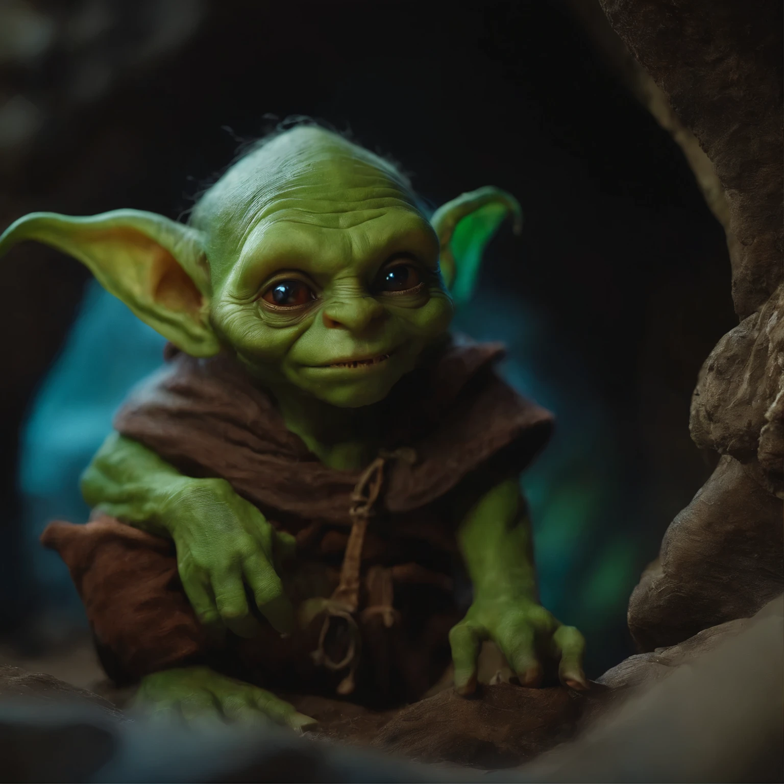 In the cave，Small male goblins, goblin in the form of an ancient man, австралопитеки